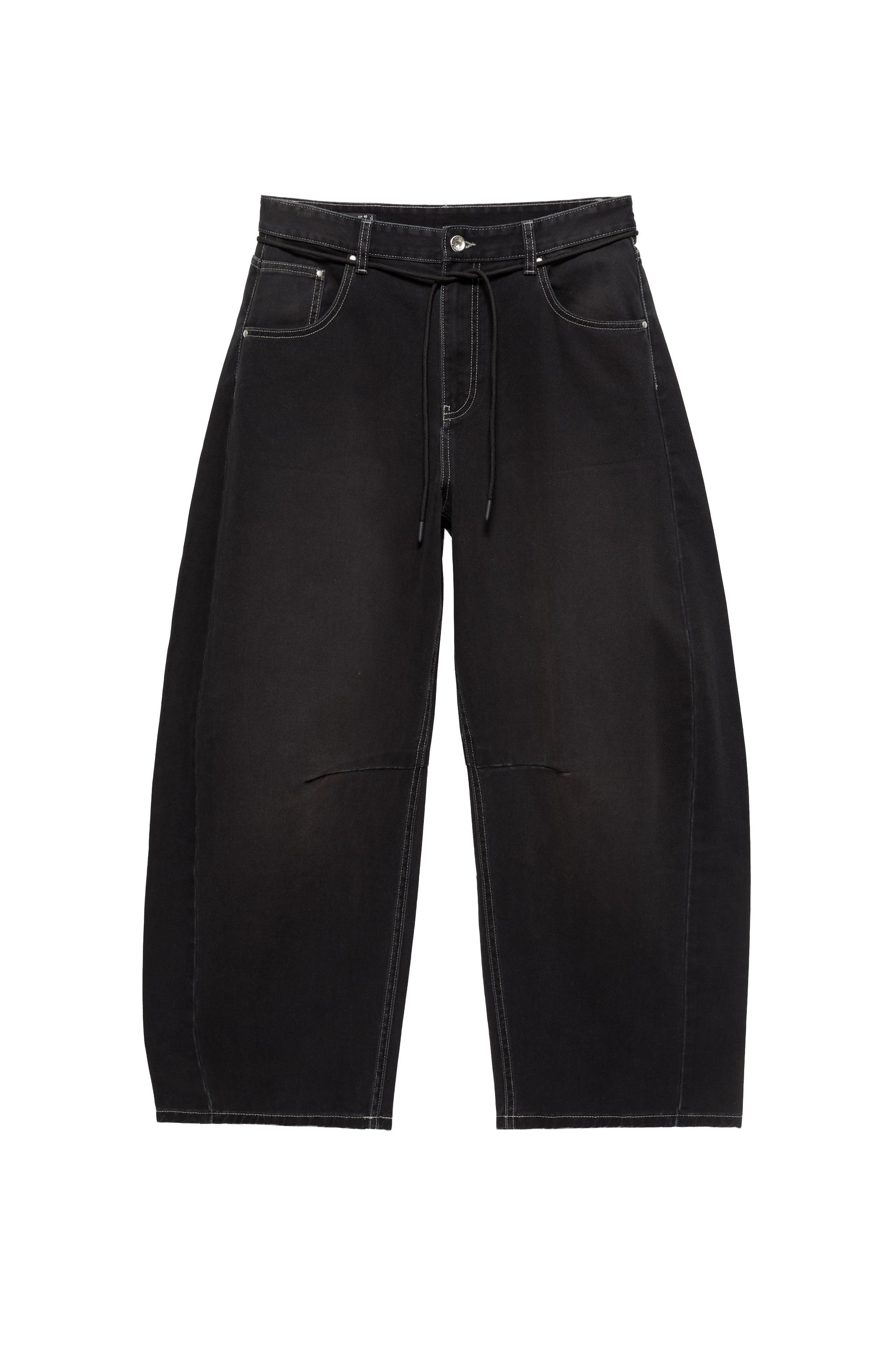 Pull&Bear Grafik kemerli barrel jean görsel 5