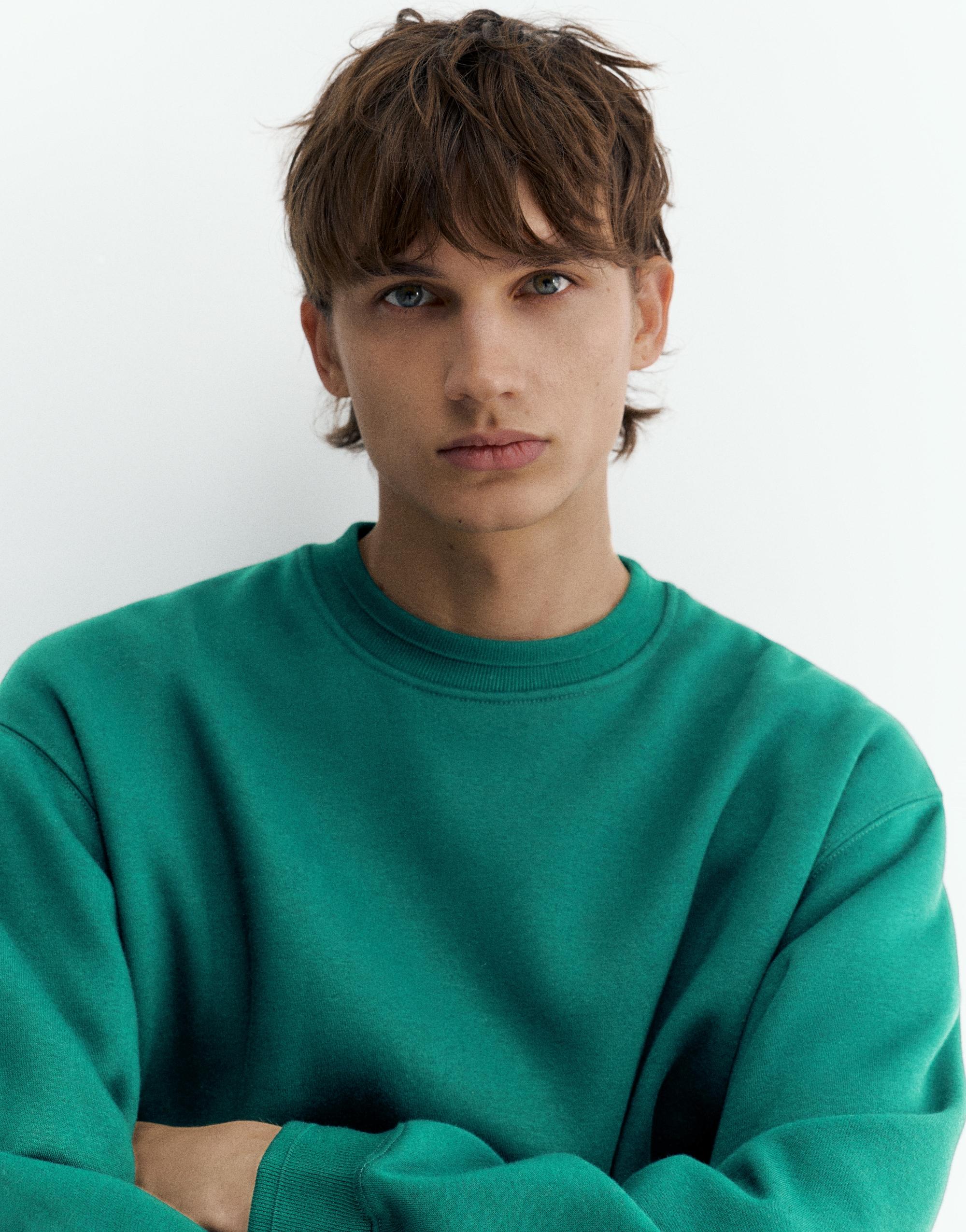 Relaxed fit round neck sweatshirt — Bottle