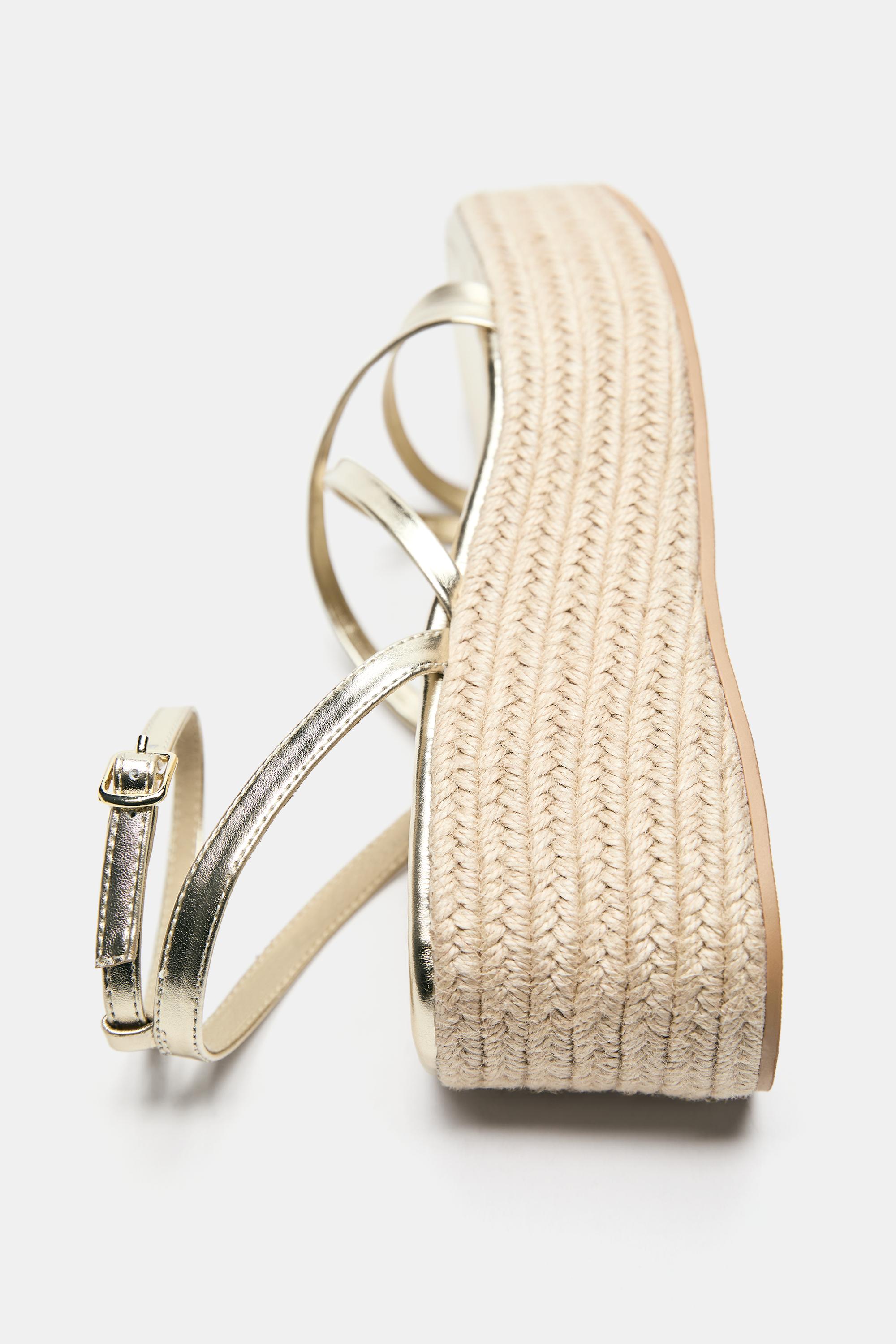 Gold strappy wedge sandals — Gold