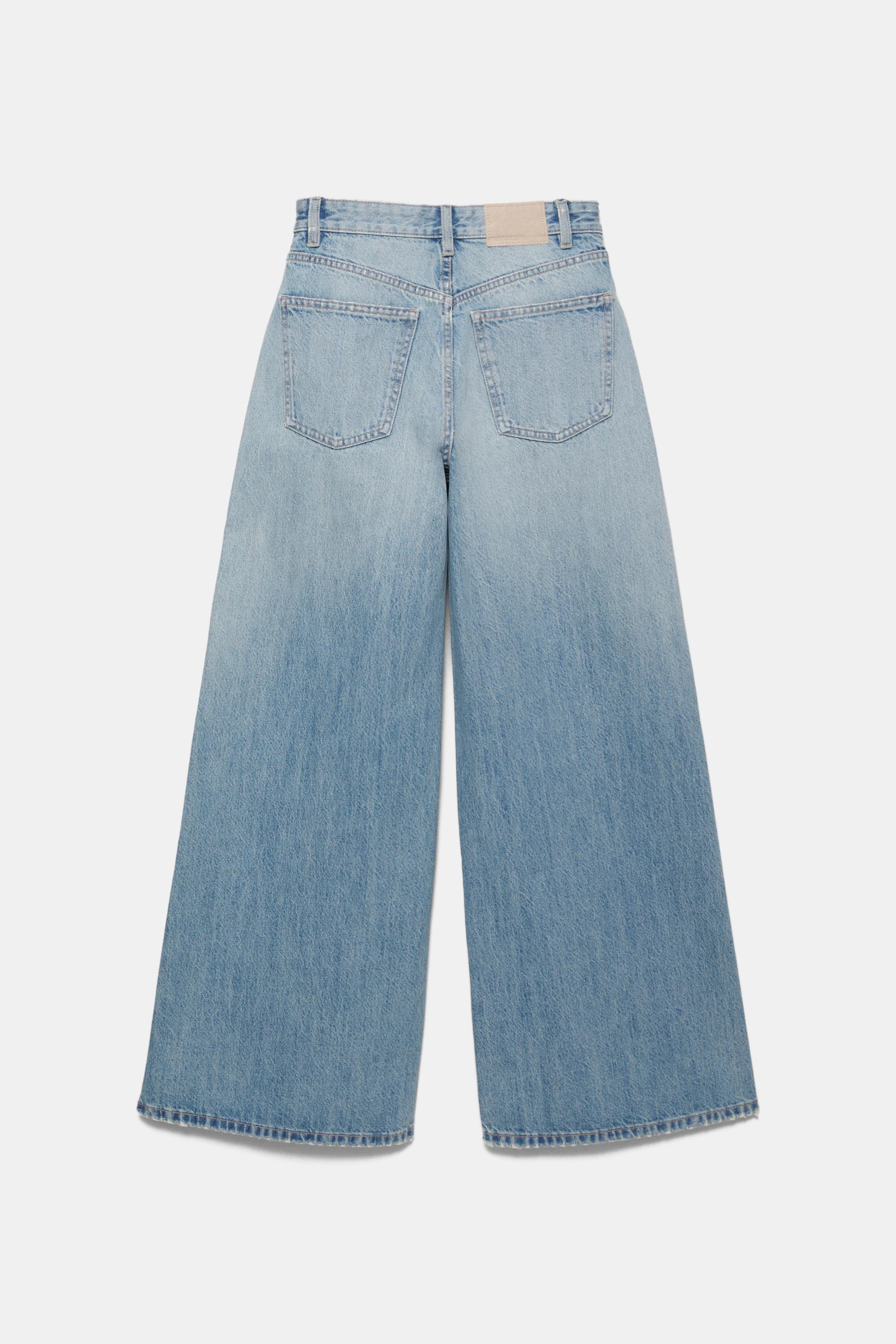 Super wide-leg jeans with seams — Pale blue