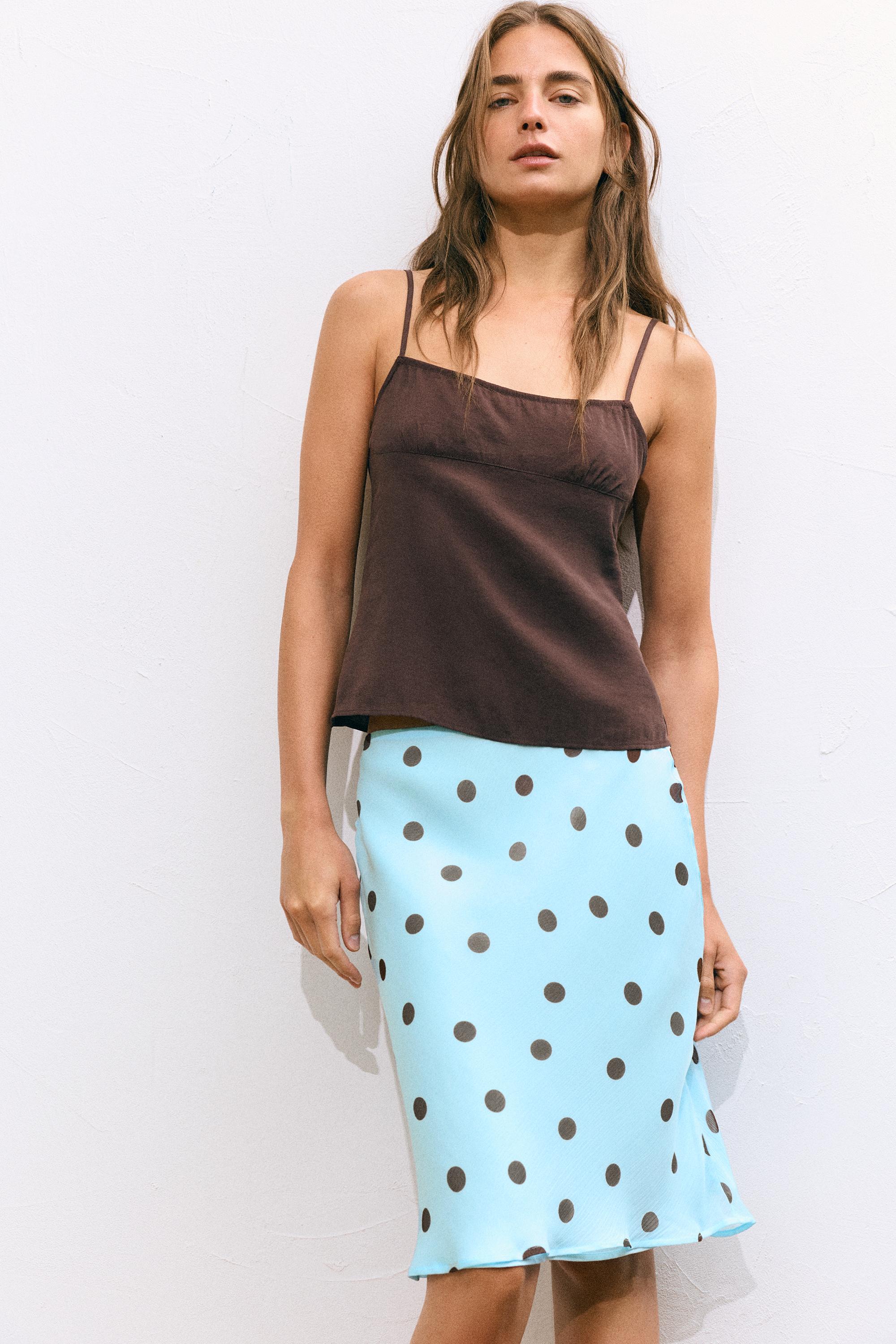 Polka dot midi skirt — Pale turquoise