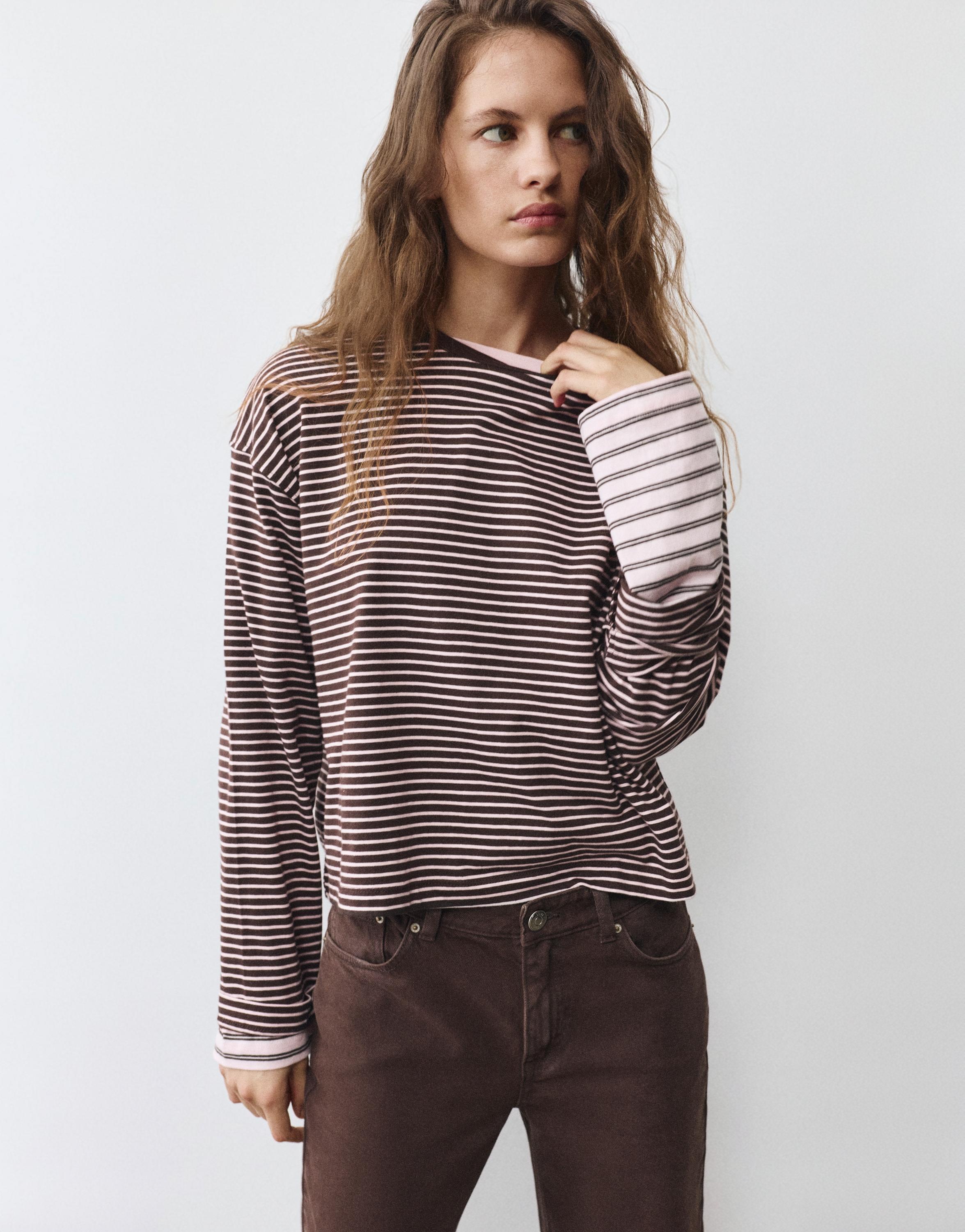 Boxy-fit long sleeve T-shirt — Pink