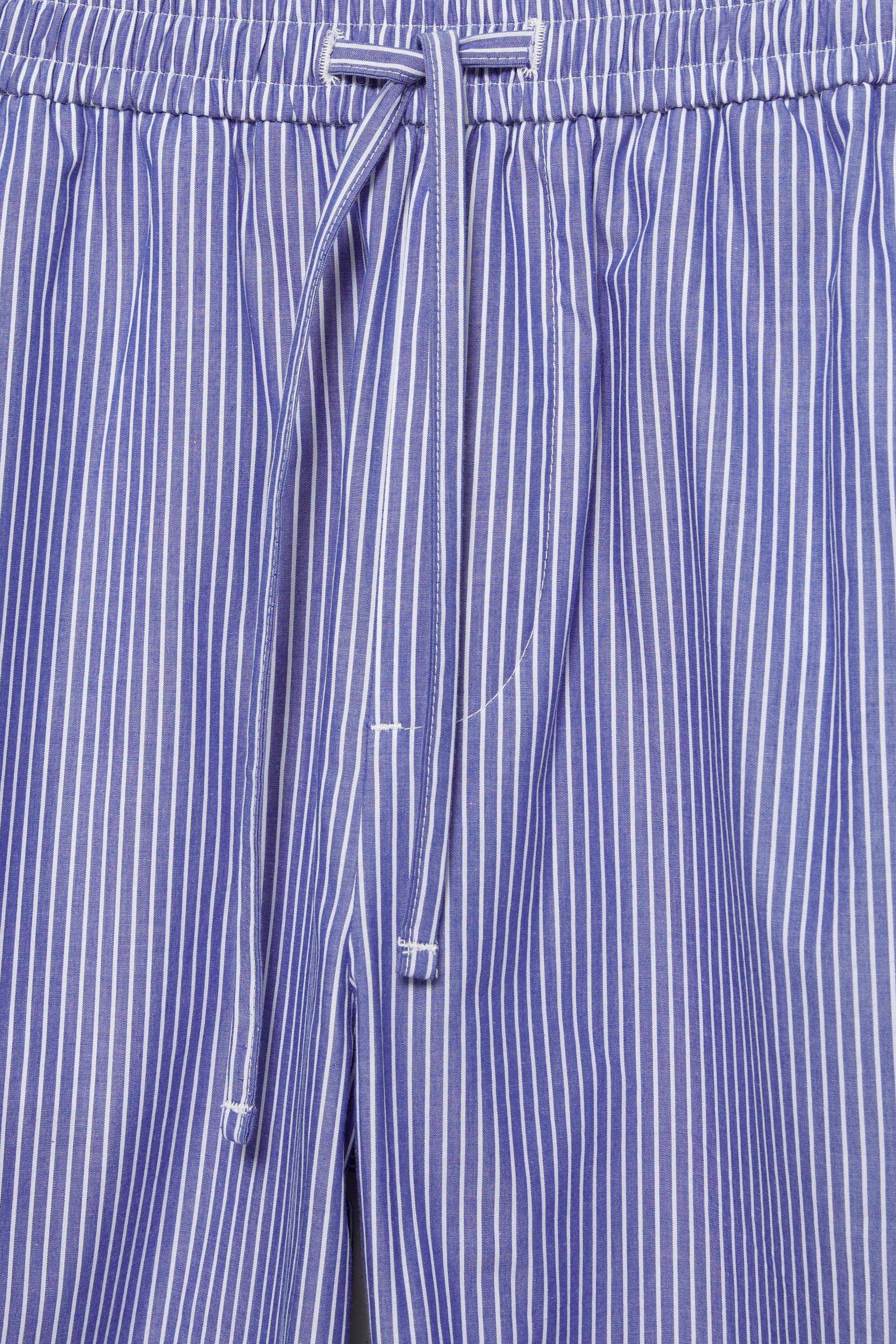 Relaxed fit striped pyjama-style trousers — Blue