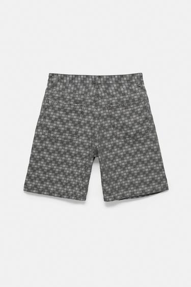 Checked denim Bermuda shorts — Faded black 9