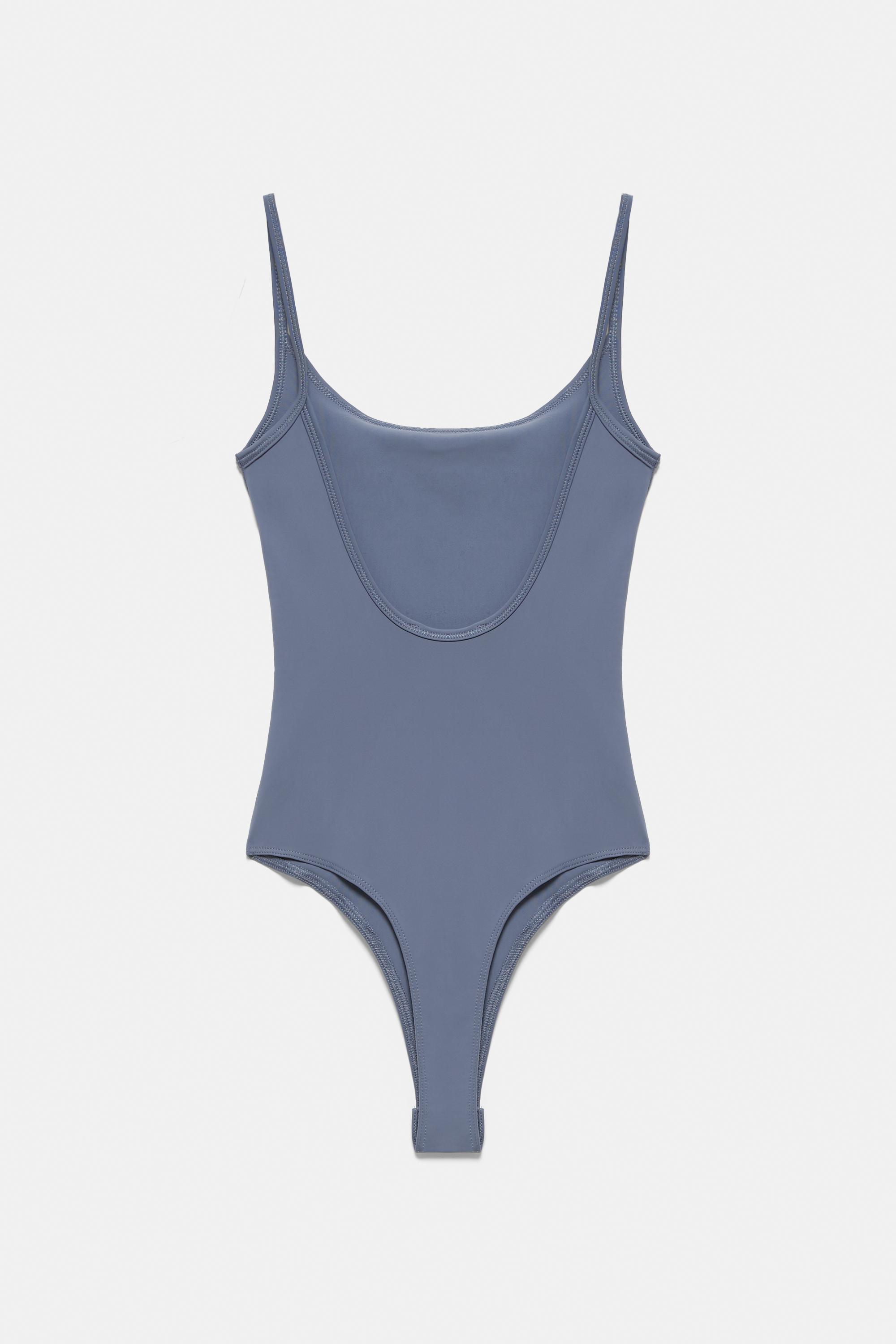 Rhinestone graphic bodysuit — Bluish grey