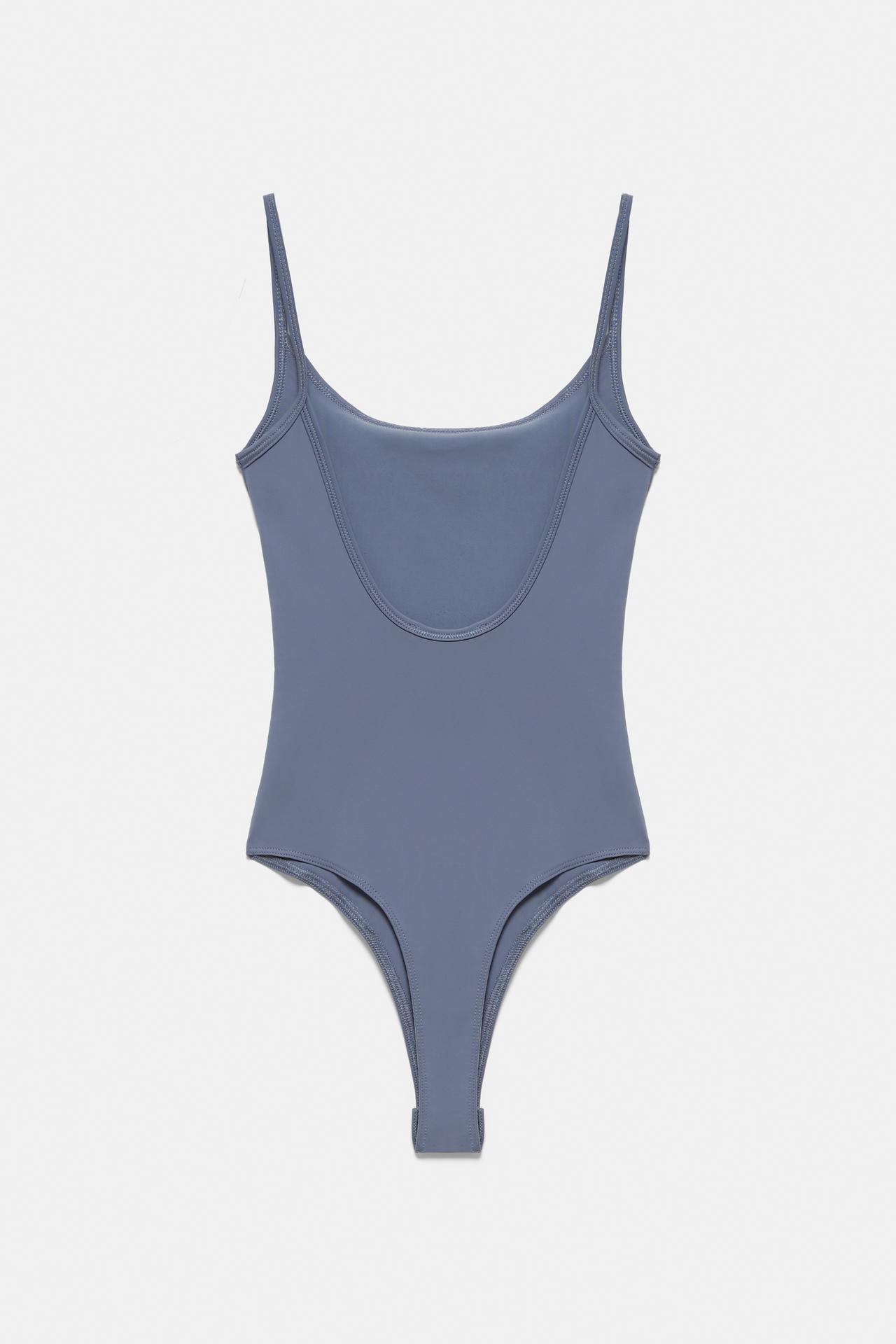 Rhinestone graphic bodysuit — Bluish grey