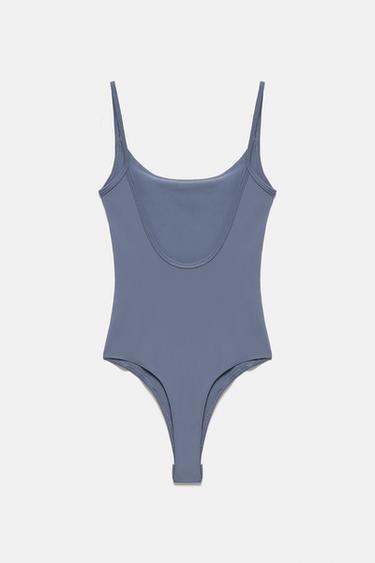Rhinestone graphic bodysuit — Bluish grey 7