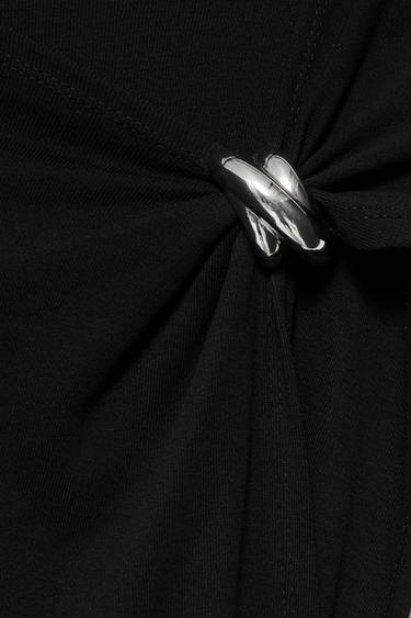 Asymmetric appliqué top — Black 7