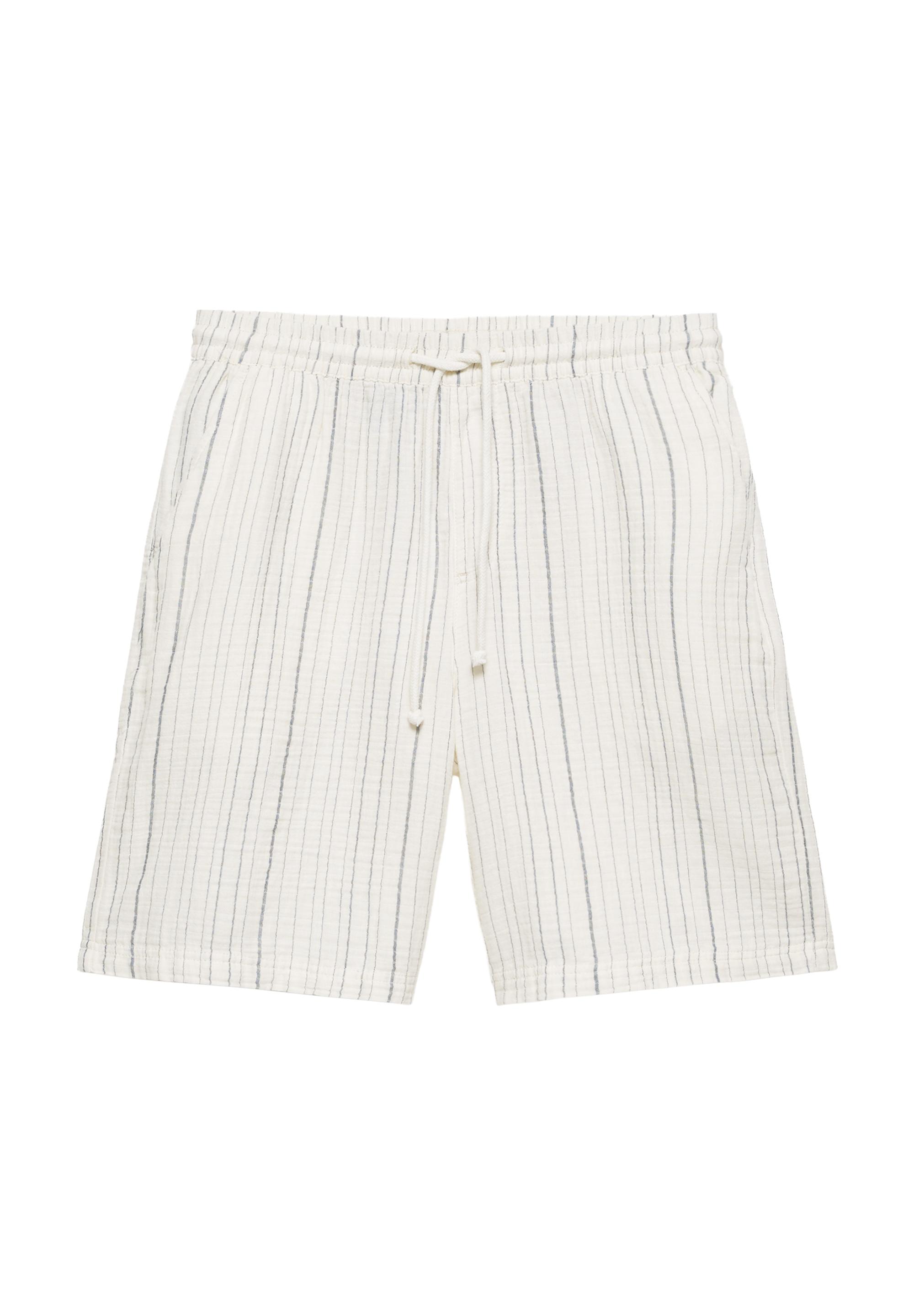 Striped jogger Bermuda shorts — White/Navy