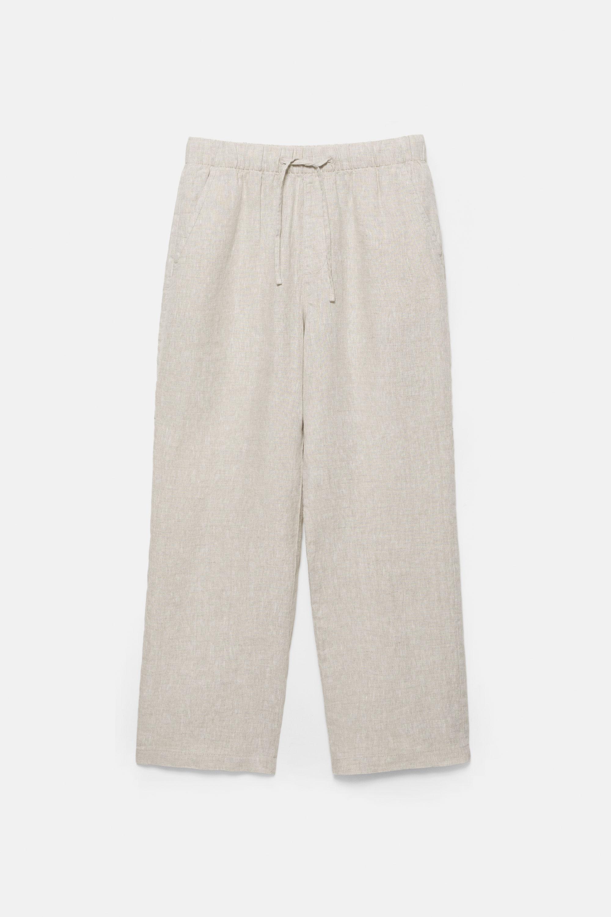 100% linen jogger trousers — Beige