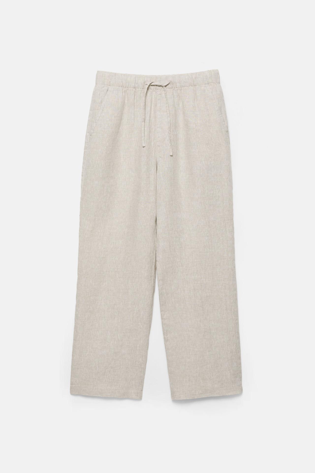 100% linen jogger trousers — Beige