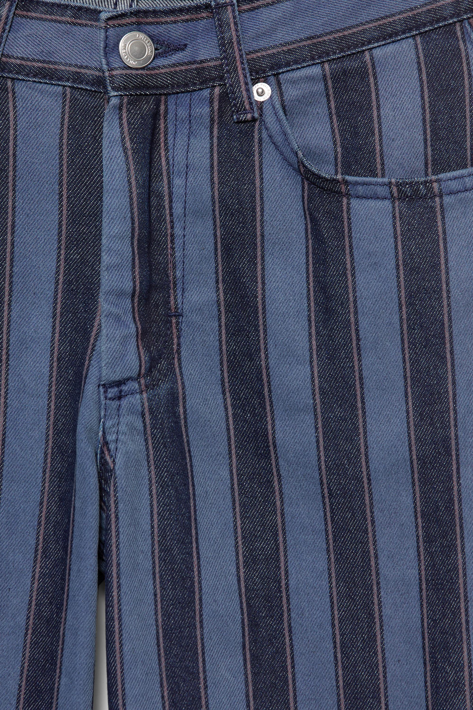 Pull&Bear Çizgili barrel fit jean görsel 4