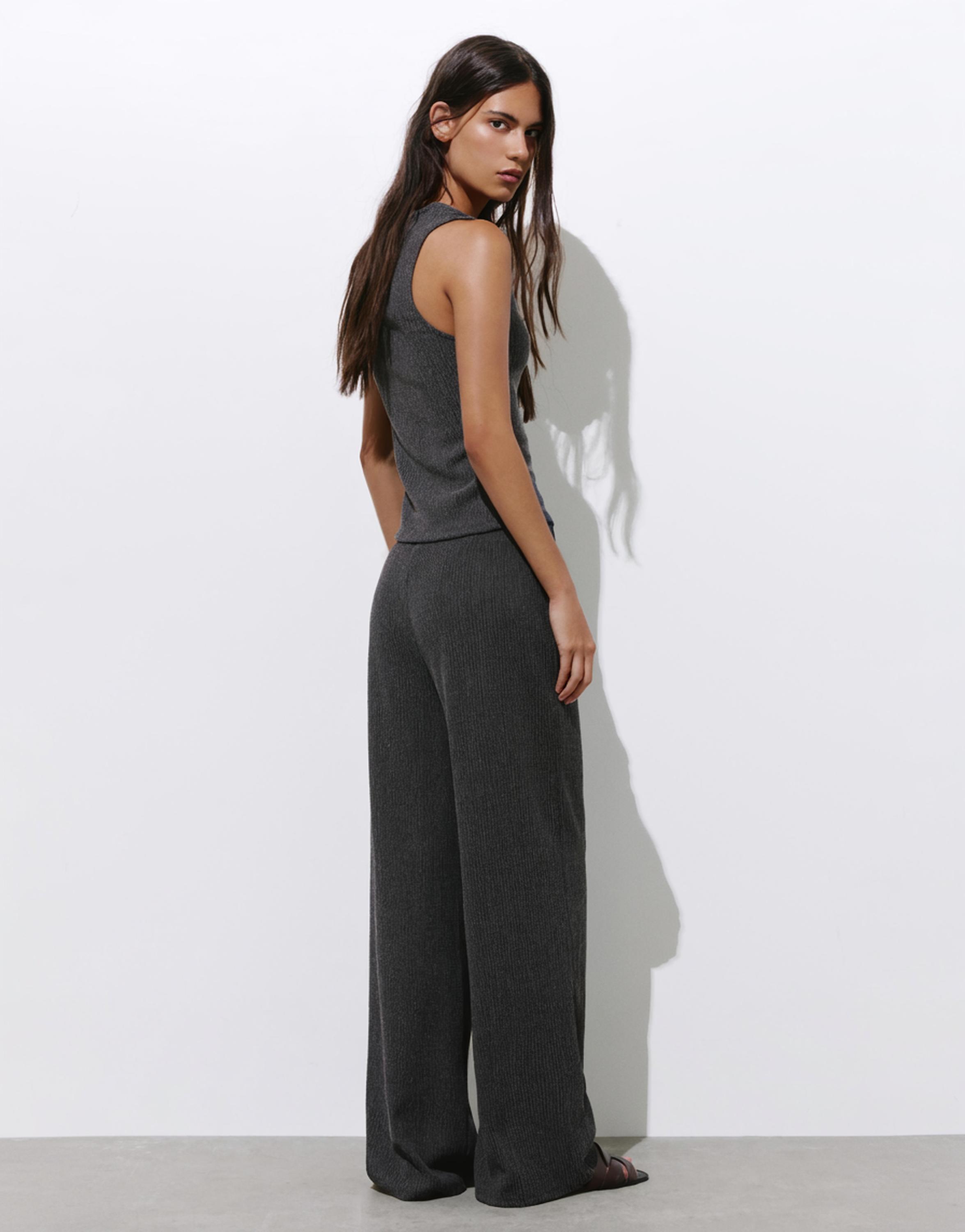 Wide-leg crepe trousers — Anthracite grey
