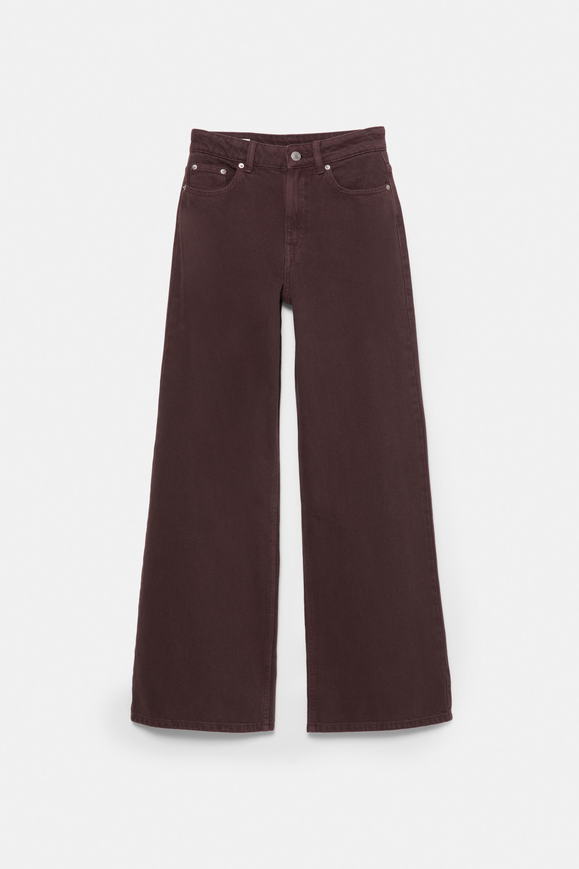 High-waist wide-leg jeans — Burgundy
