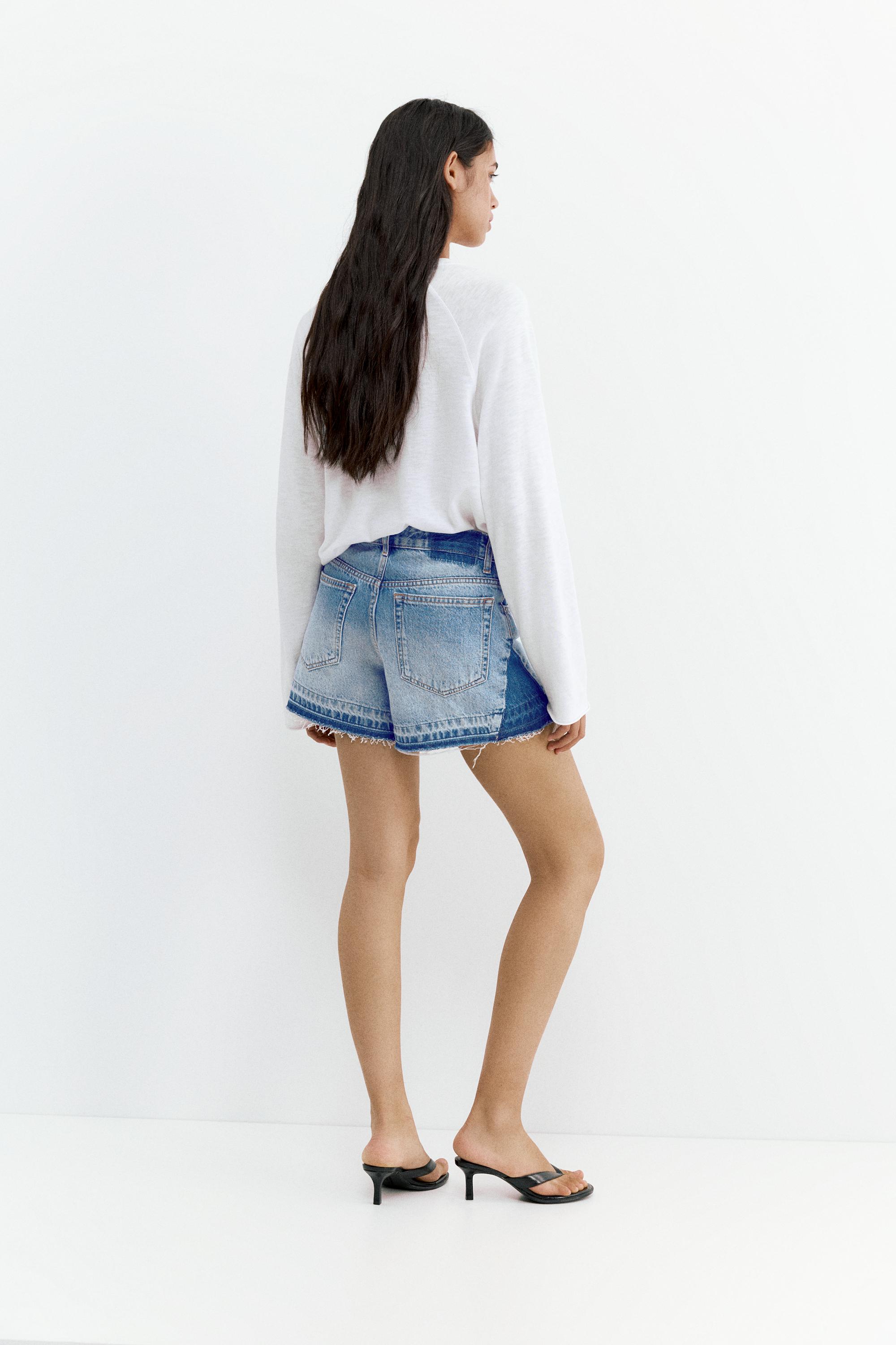 Patchwork denim Bermuda shorts — Medium blue
