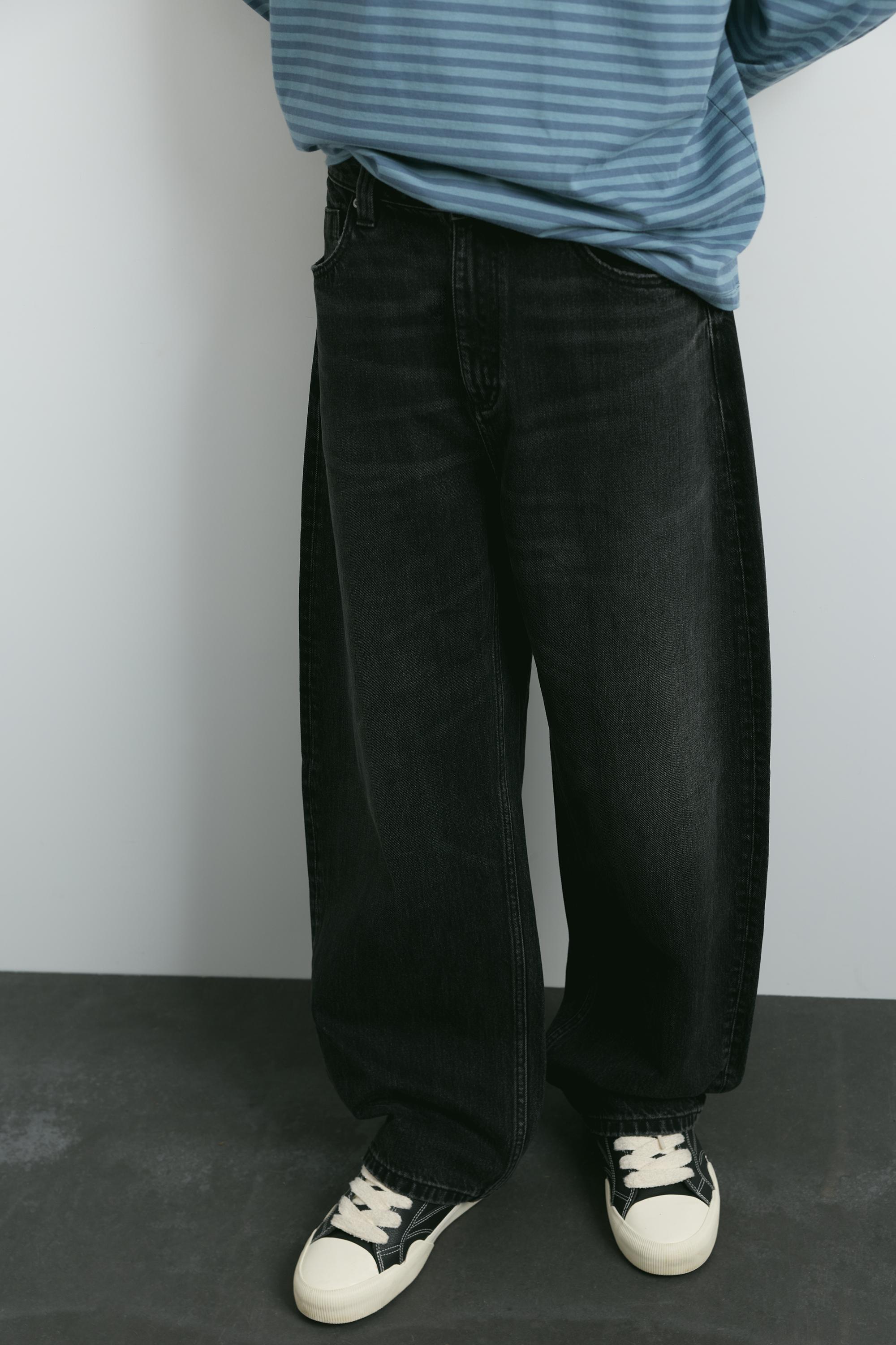 Balloon-fit baggy jeans — Faded black
