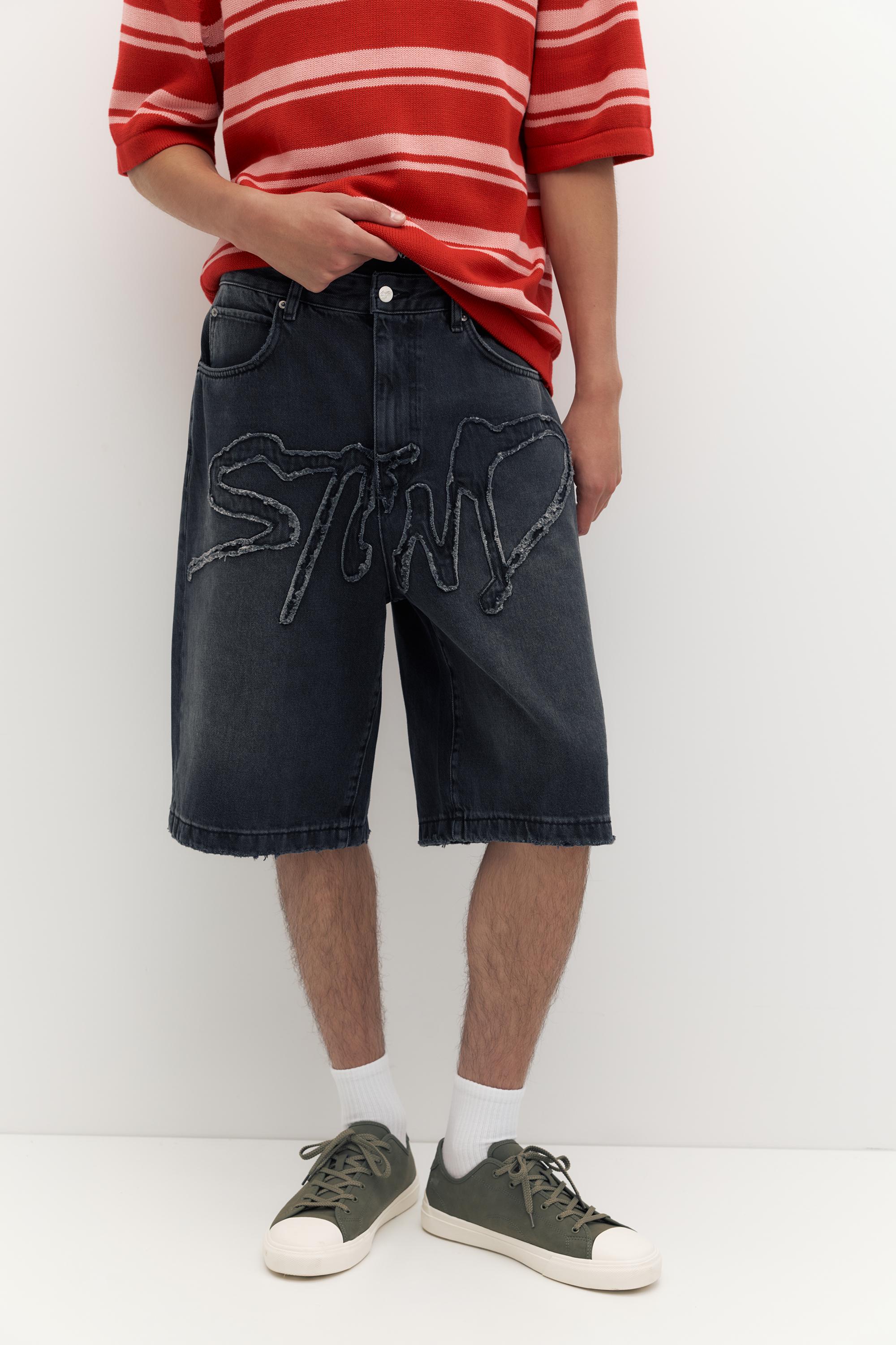 STWD skater denim Bermuda shorts — Faded black