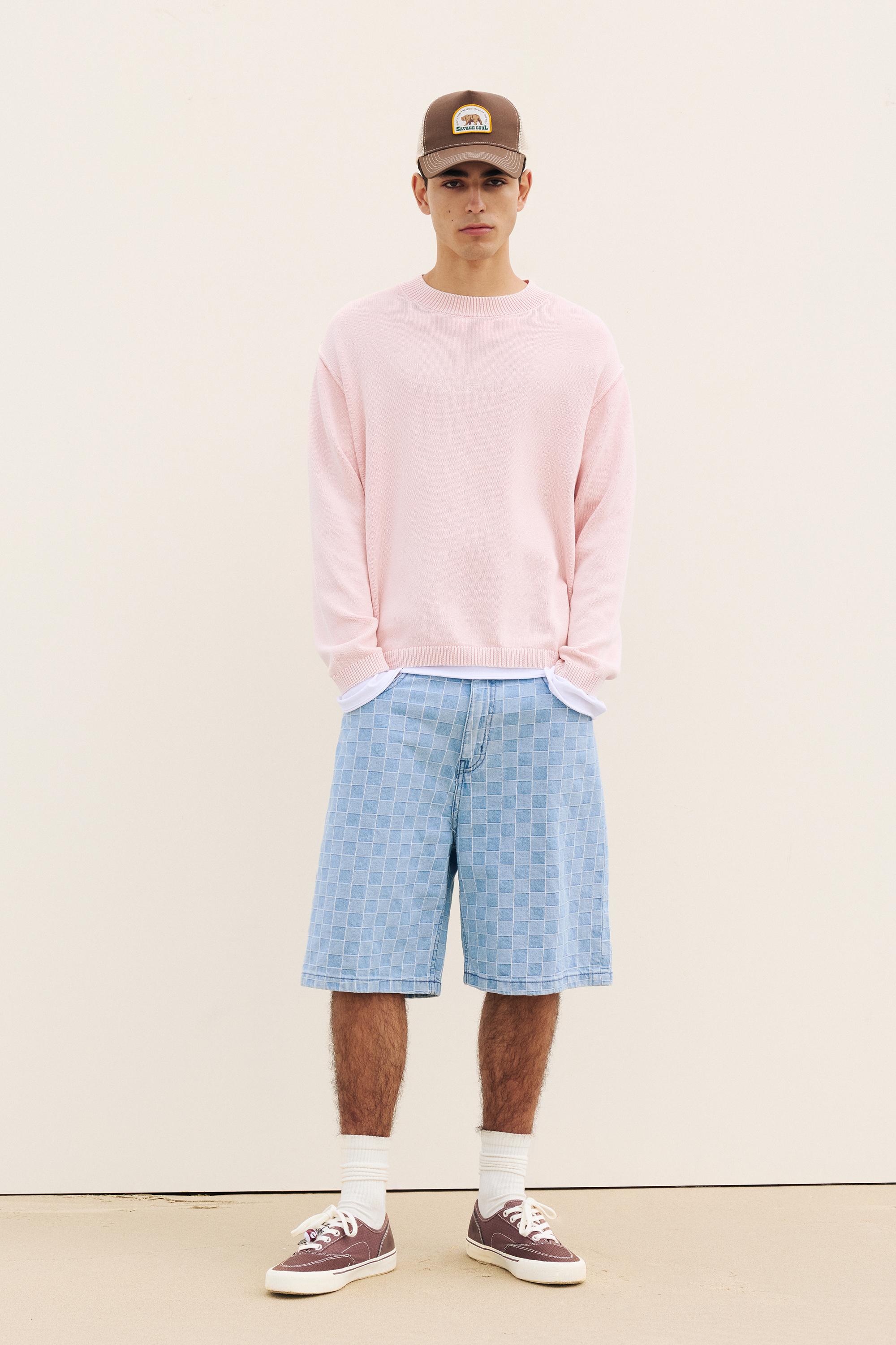 Kareli denim bermuda - Görsel 12