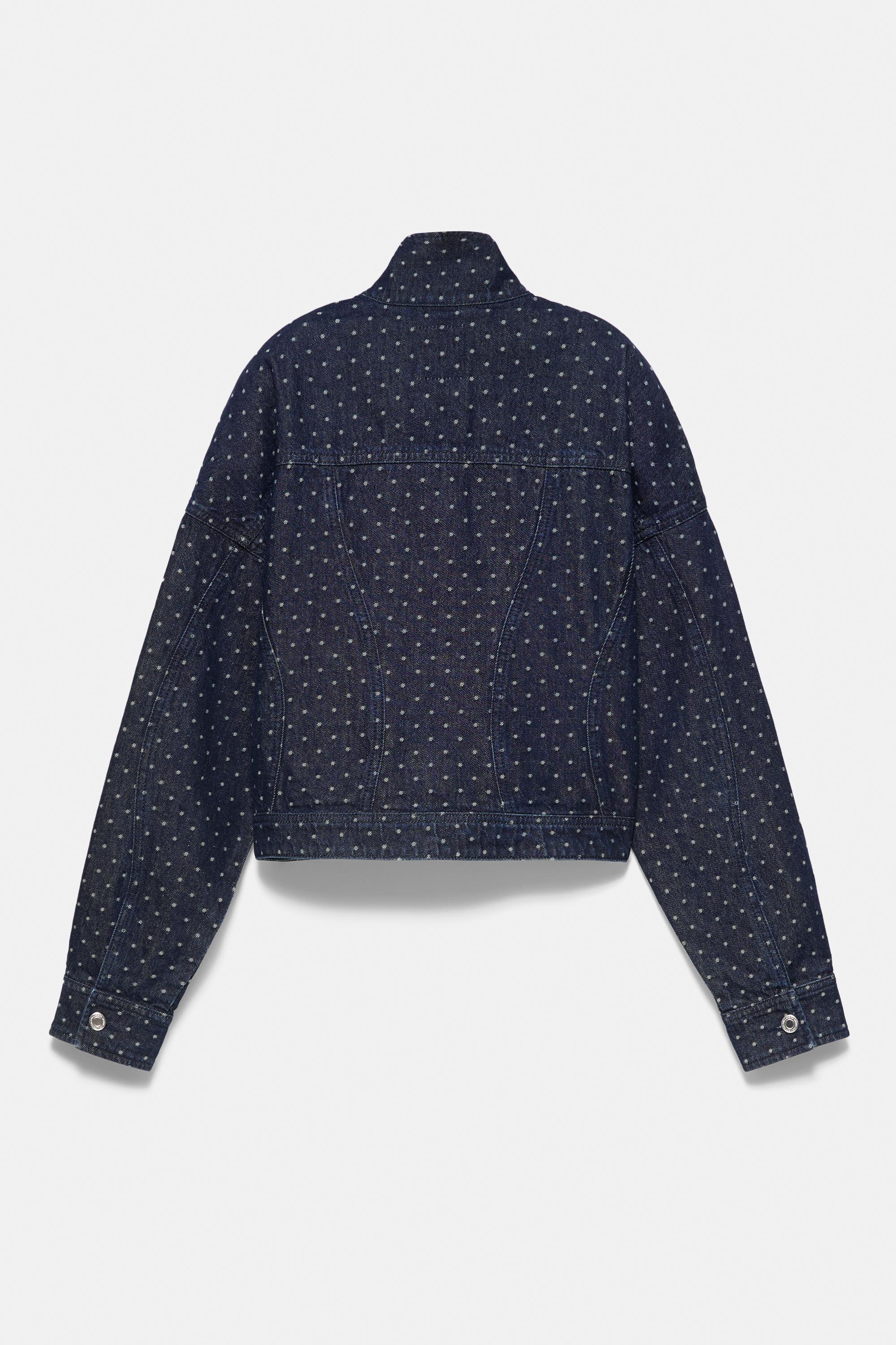 Polka dot denim jacket — Navy
