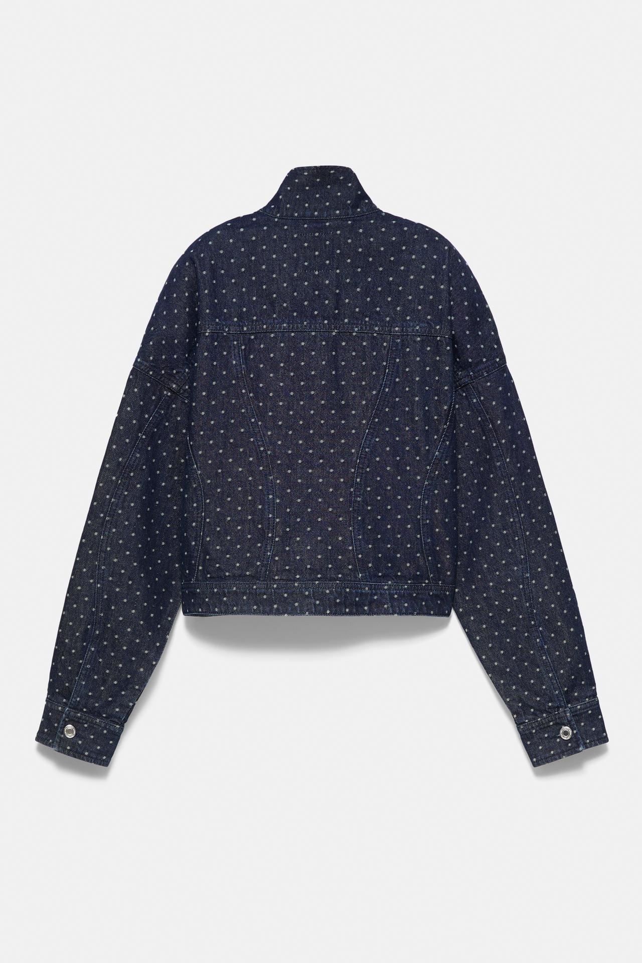 Polka dot denim jacket — Navy