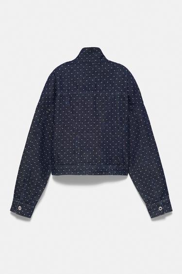 Polka dot denim jacket — Navy 8