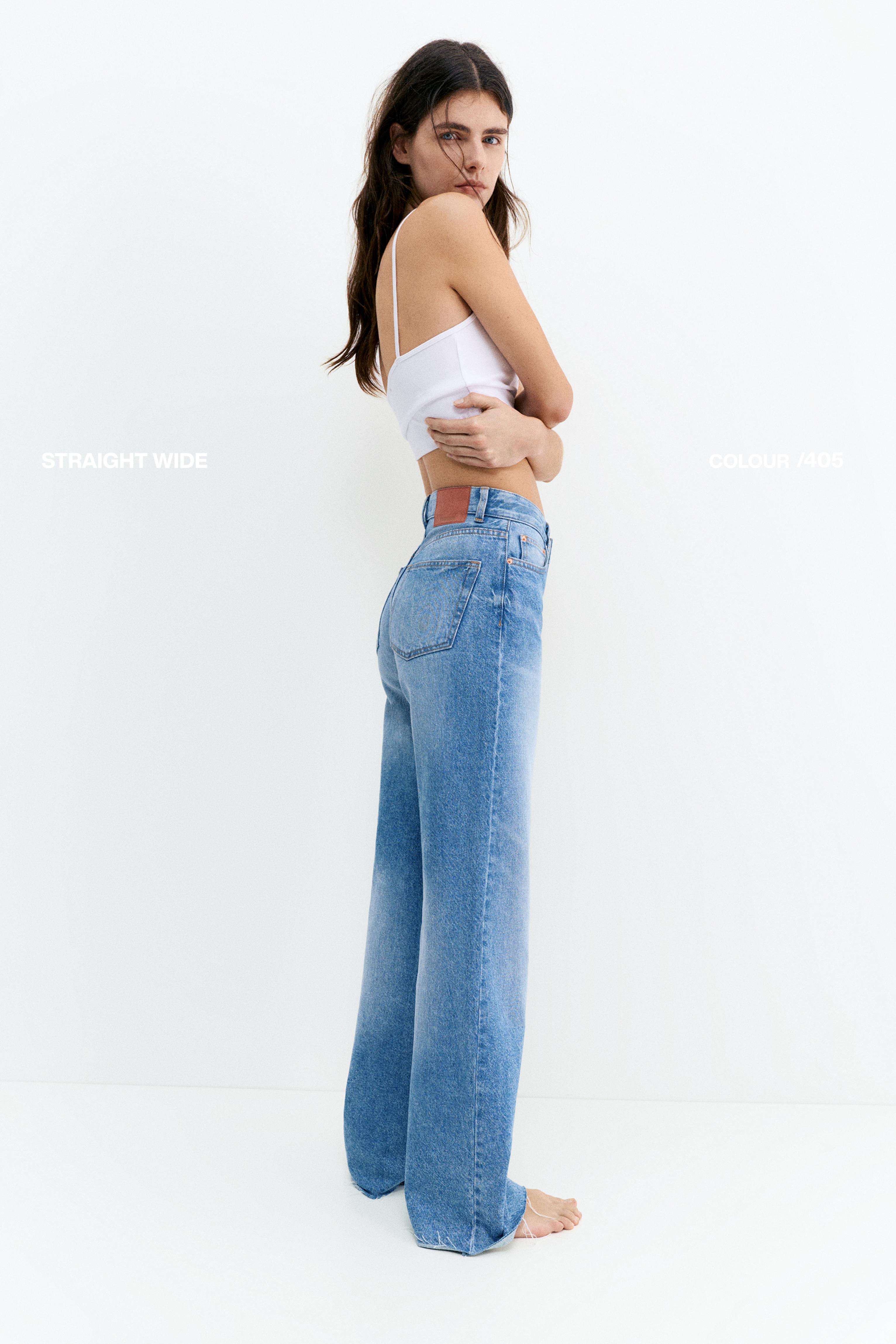 High-waist wide straight-leg jeans — Indigo