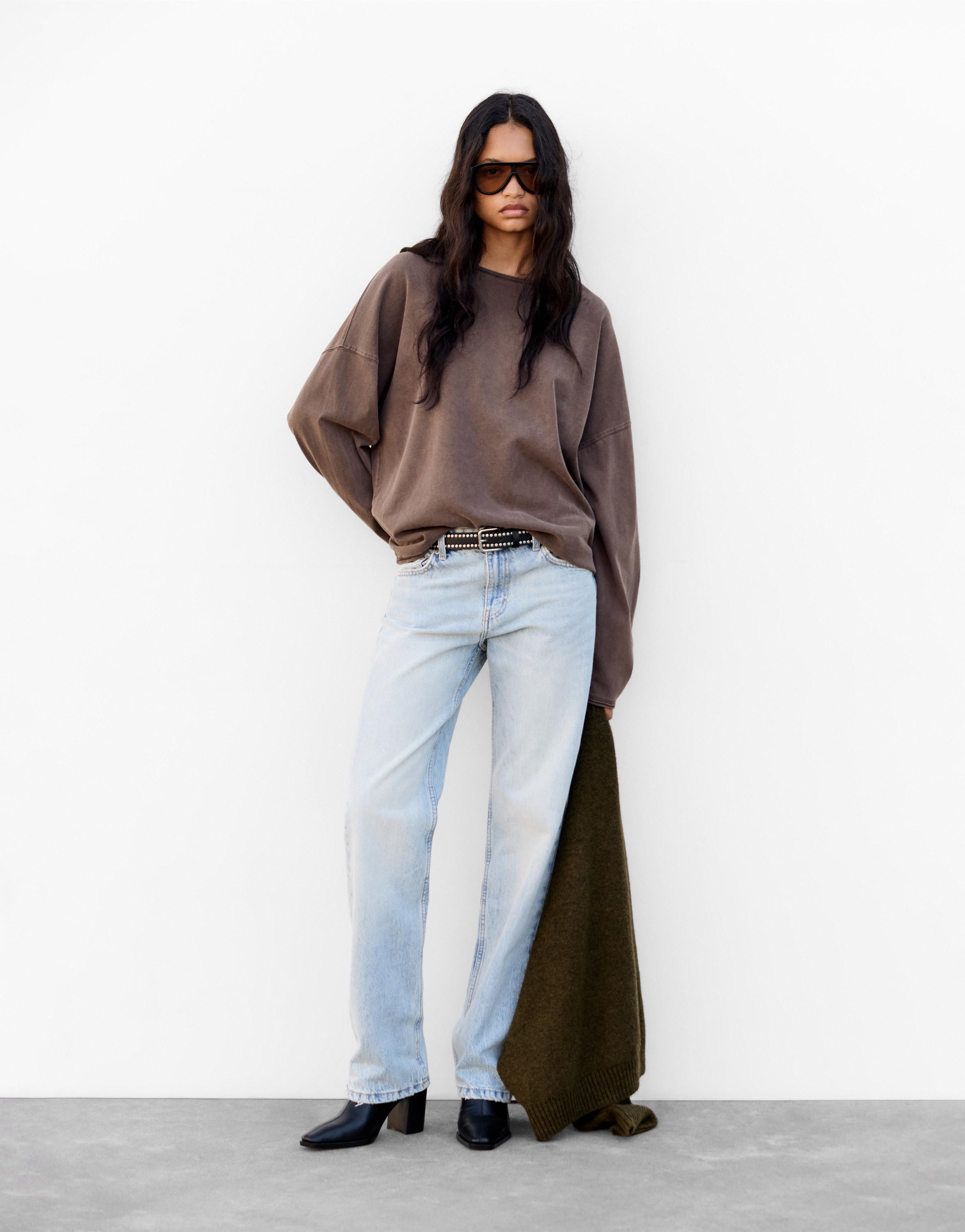 Uzun kollu oversize t-shirt - Görsel 43