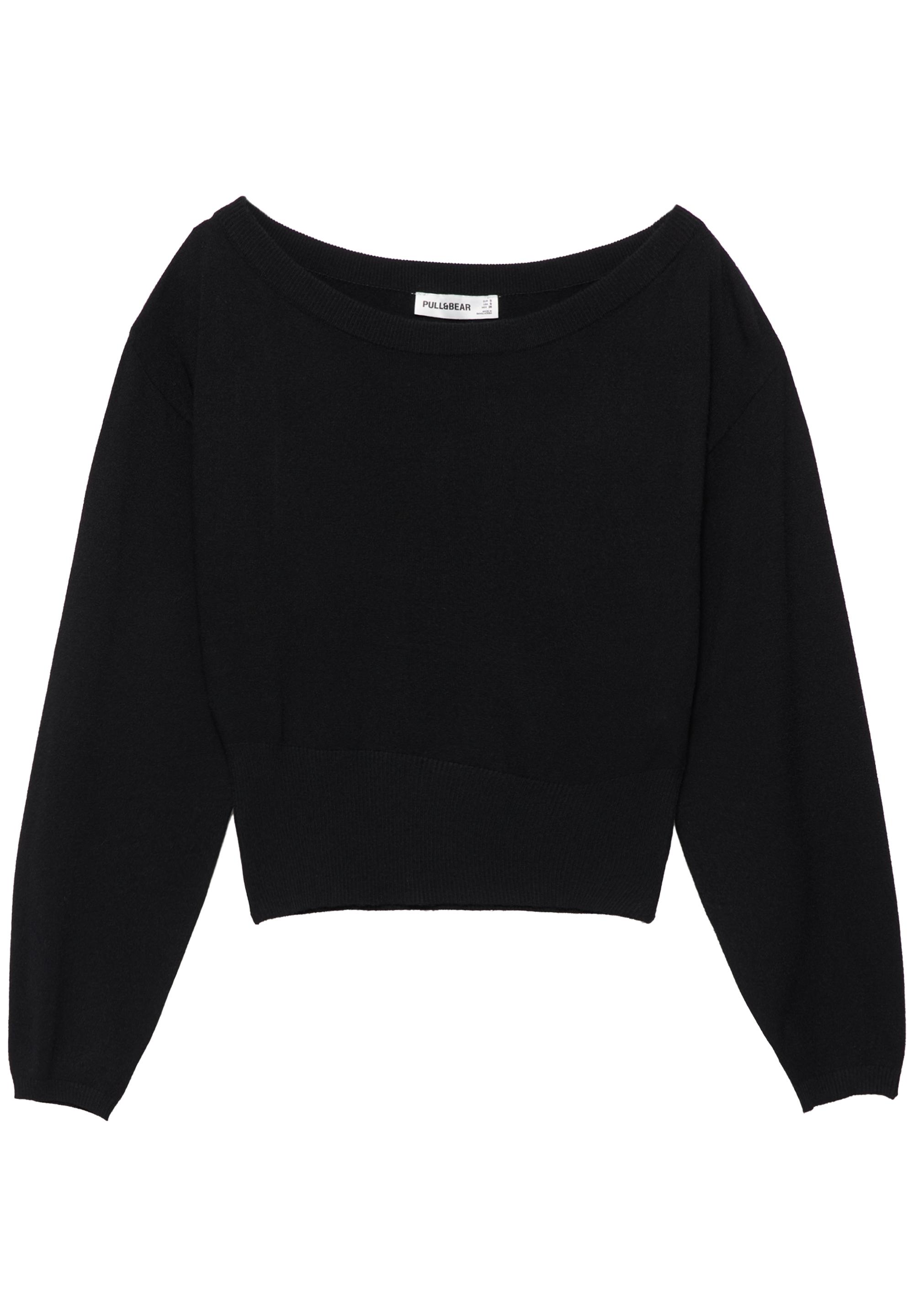 Asymmetric neck jumper — Black