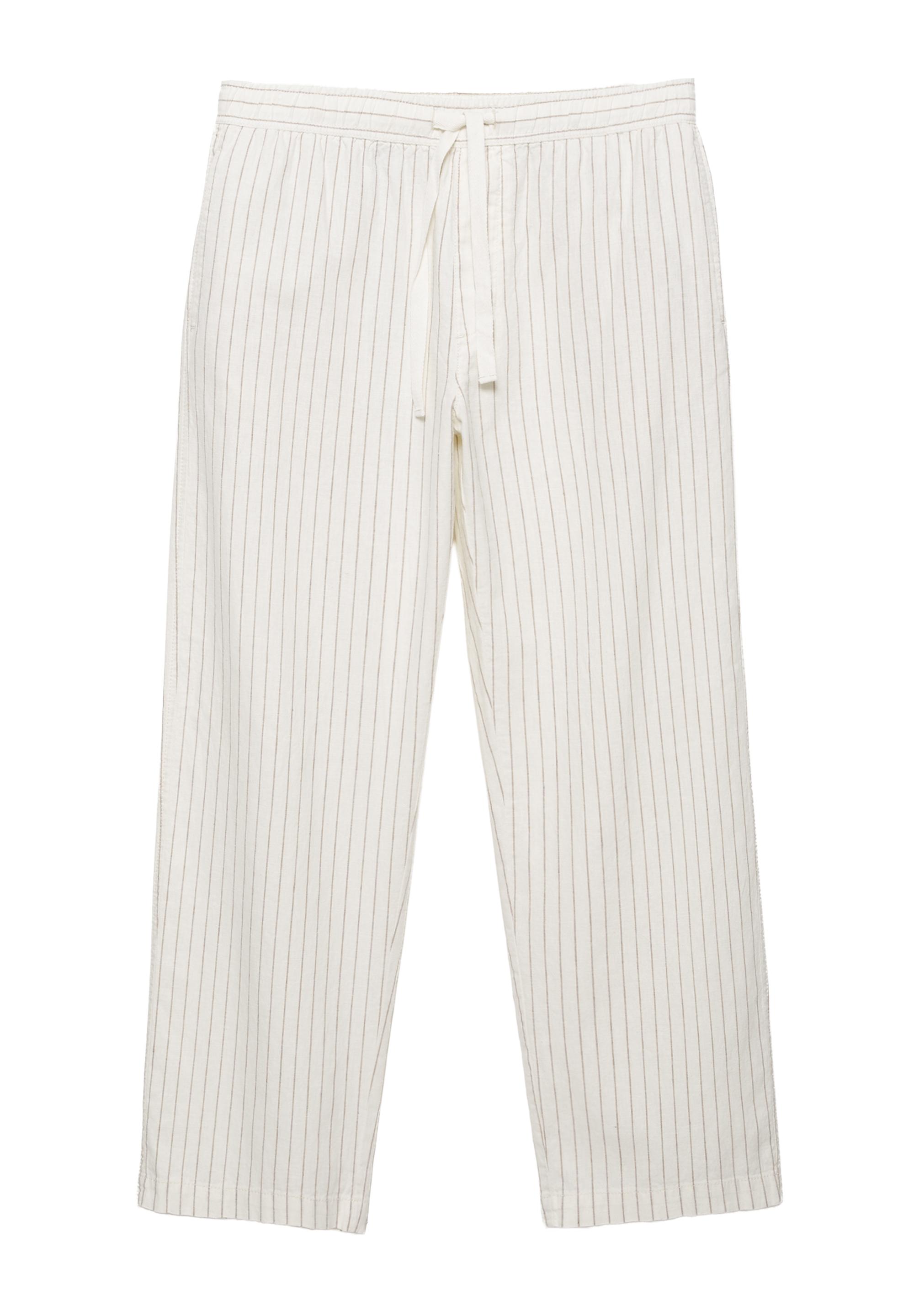 Linen blend jogger trousers — Striped