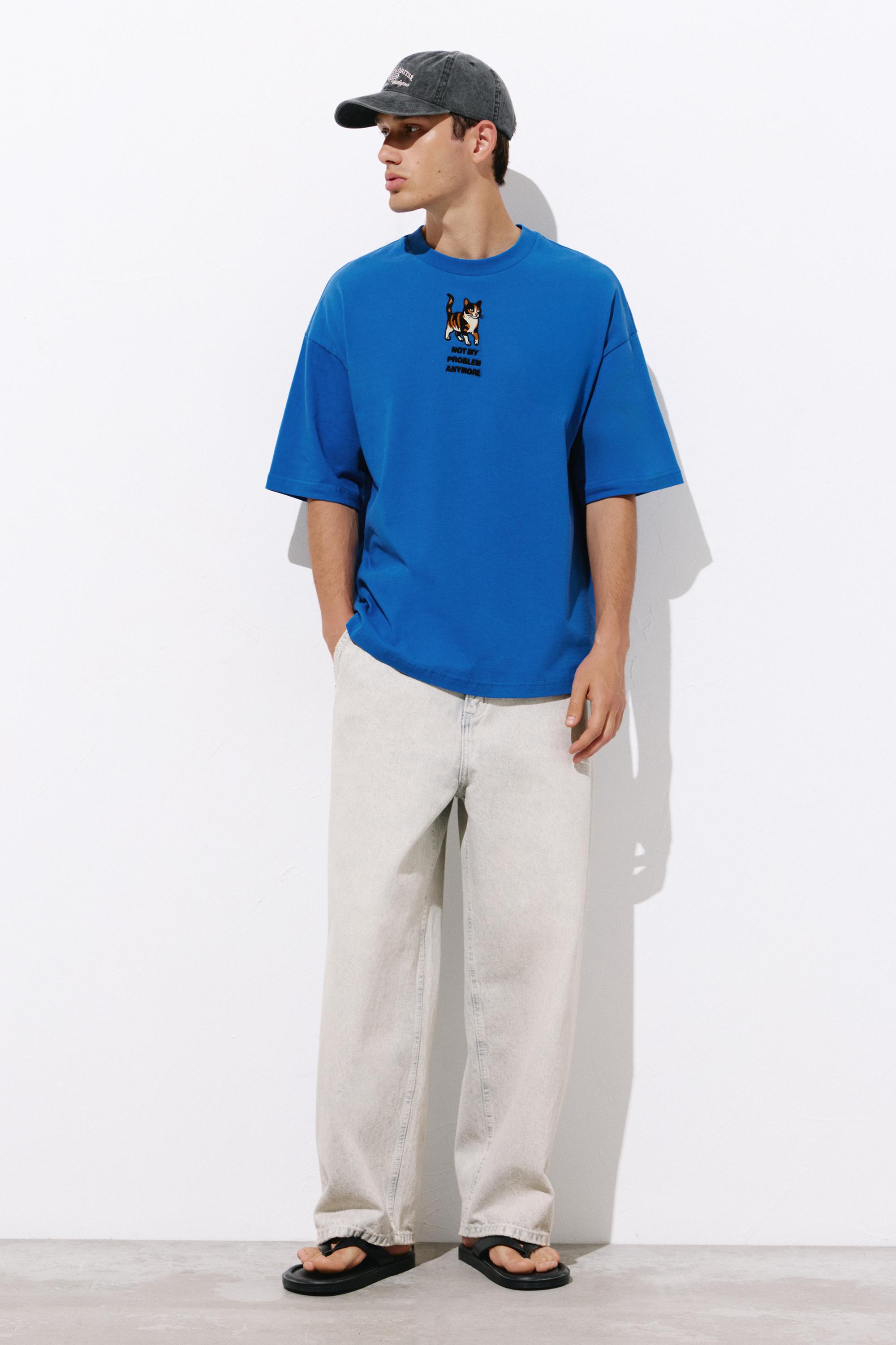 Cat graphic T-shirt — Deep blue