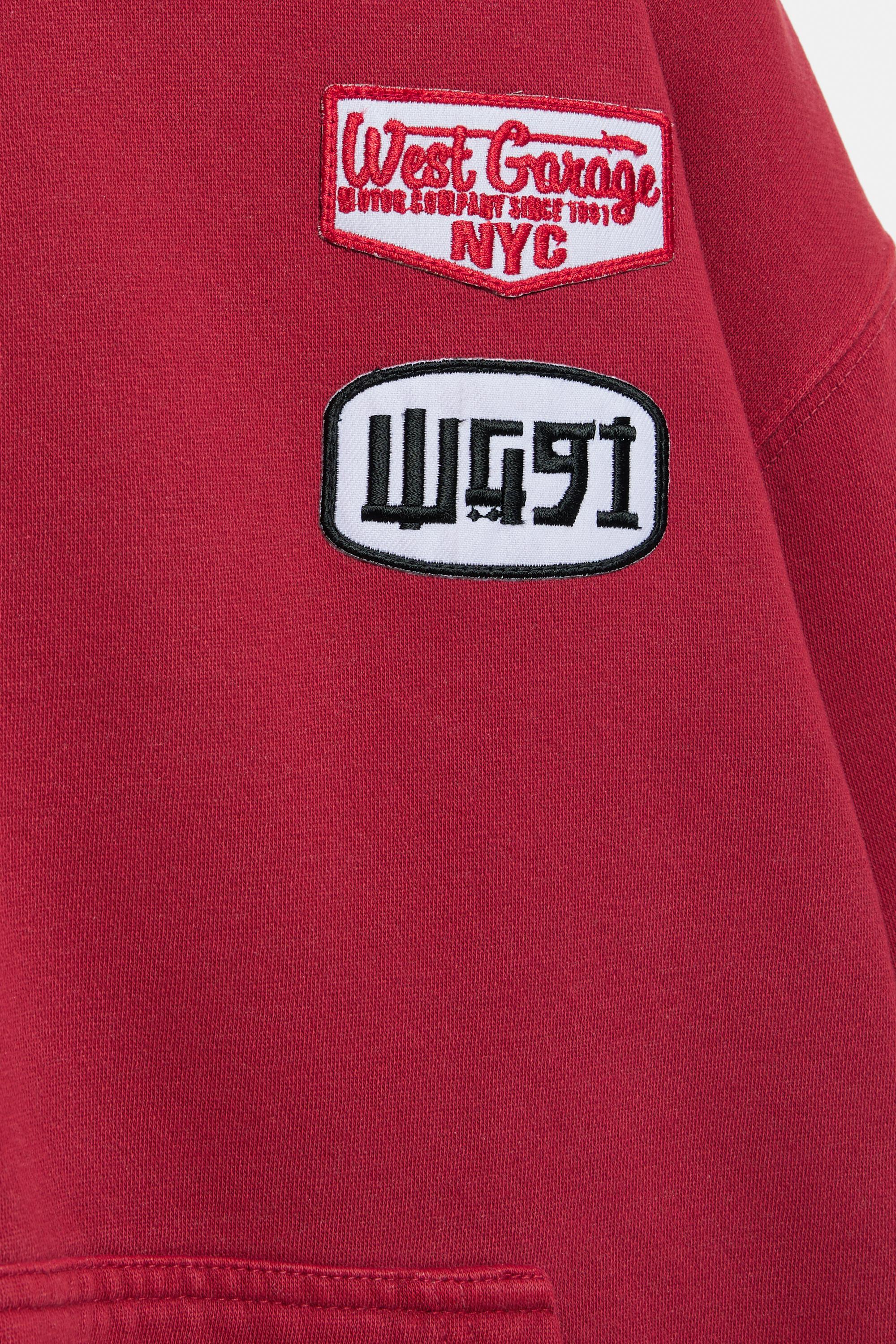 Fermuarlı yamalı kapüşonlu sweatshirt - Görsel 4
