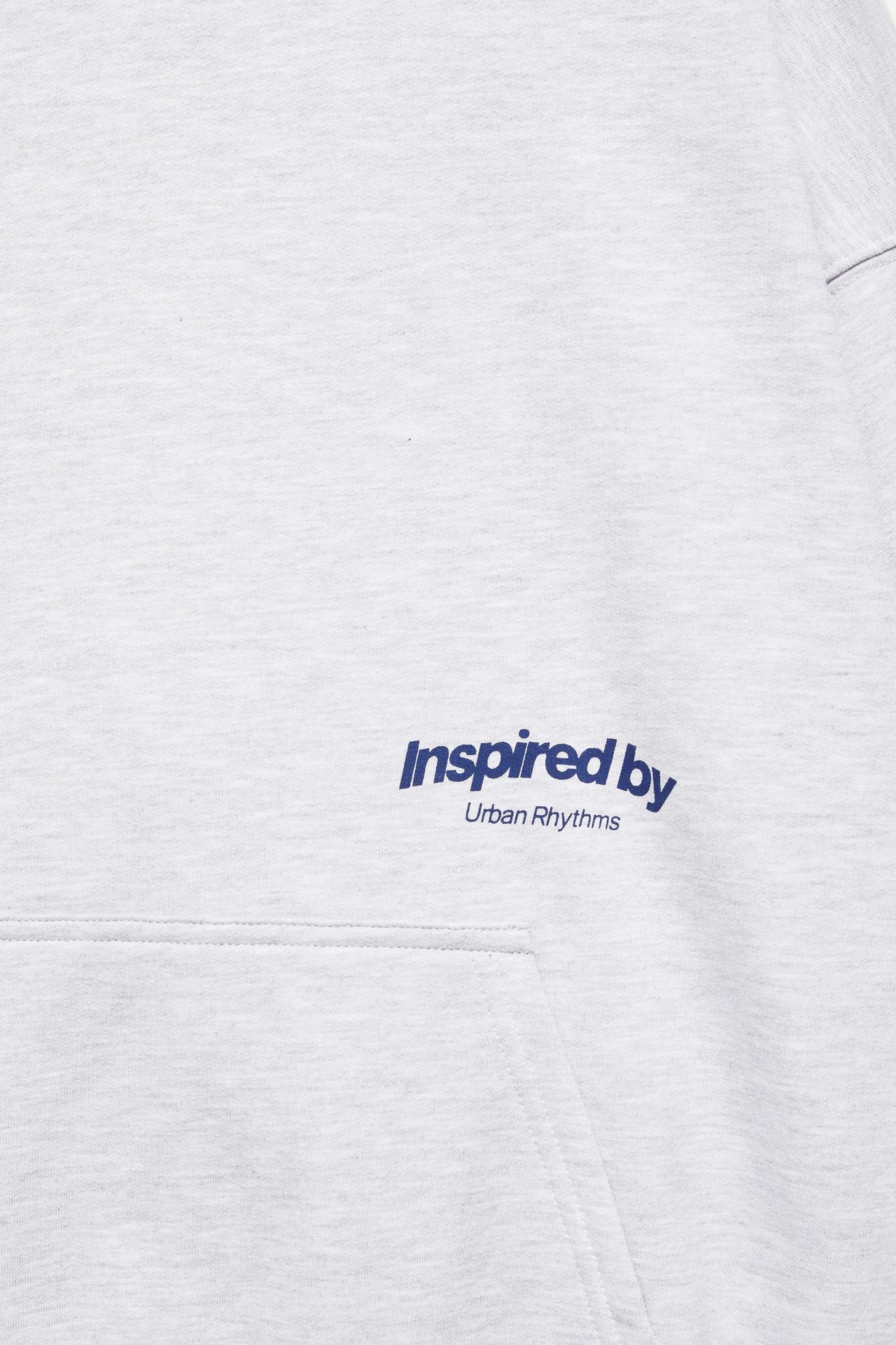 Graphic print hoodie — Grey marl