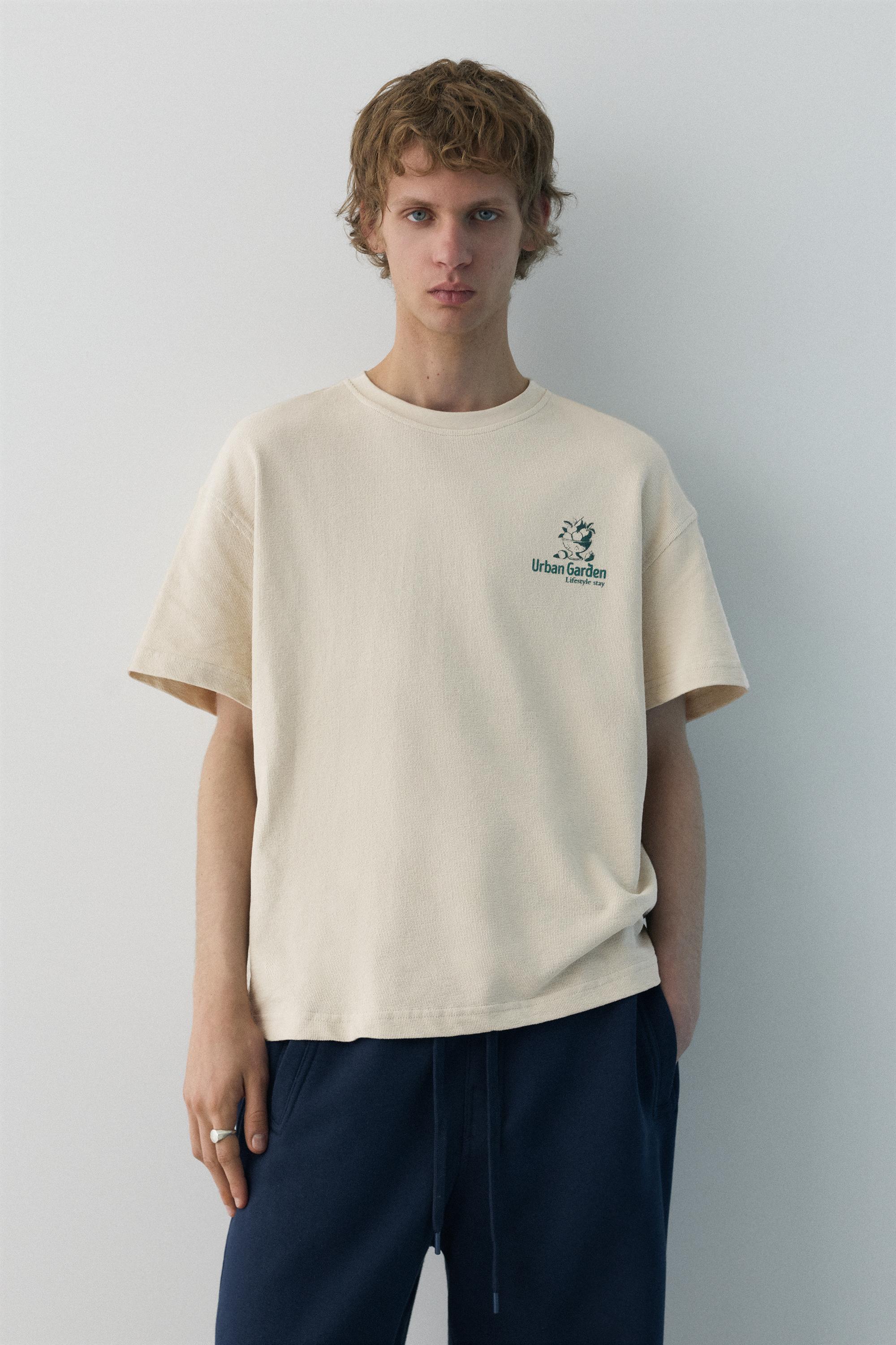 Grafik baskılı dokulu t-shirt - Görsel 9