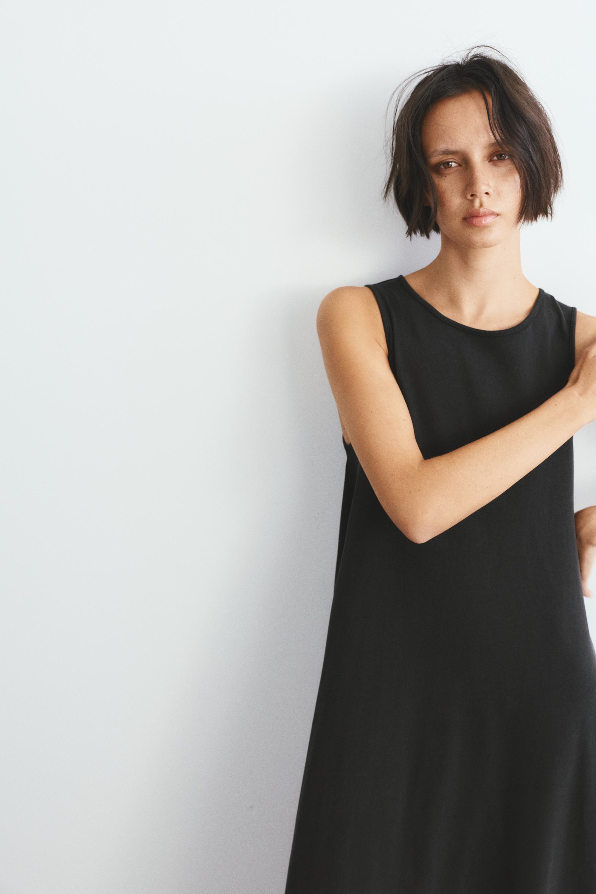 Long sleeveless dress — Anthracite grey