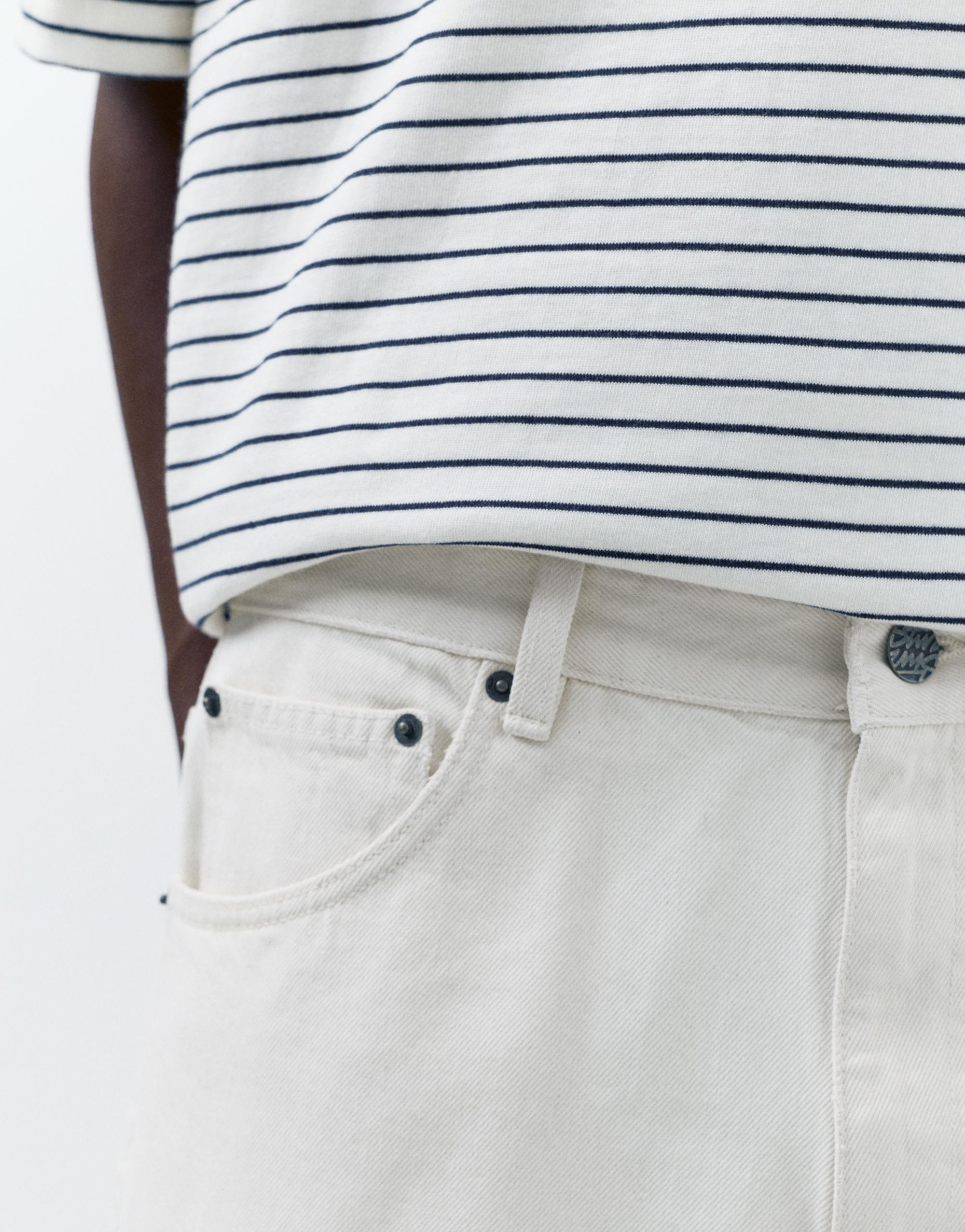 Baggy denim Bermuda shorts — Ecru