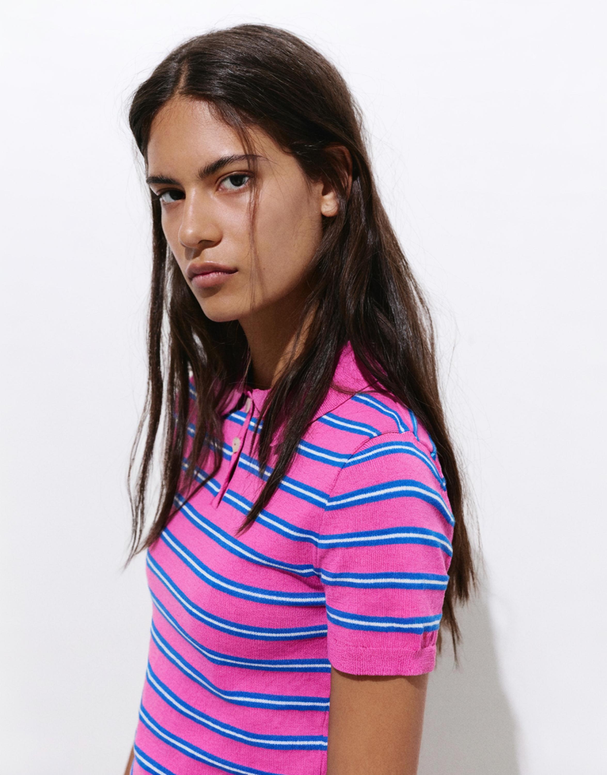Çizgili örgü polo - Görsel 10