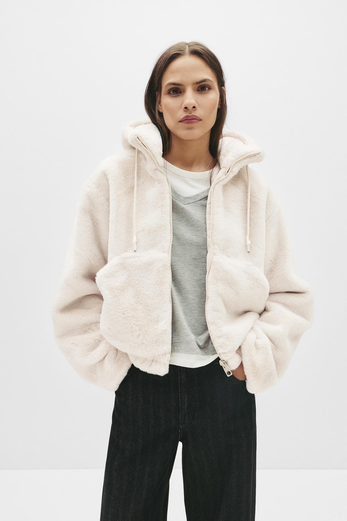 Pullandbear Faux Fur Jacket Pull And Bear Pull Bear Blue Faux Fur