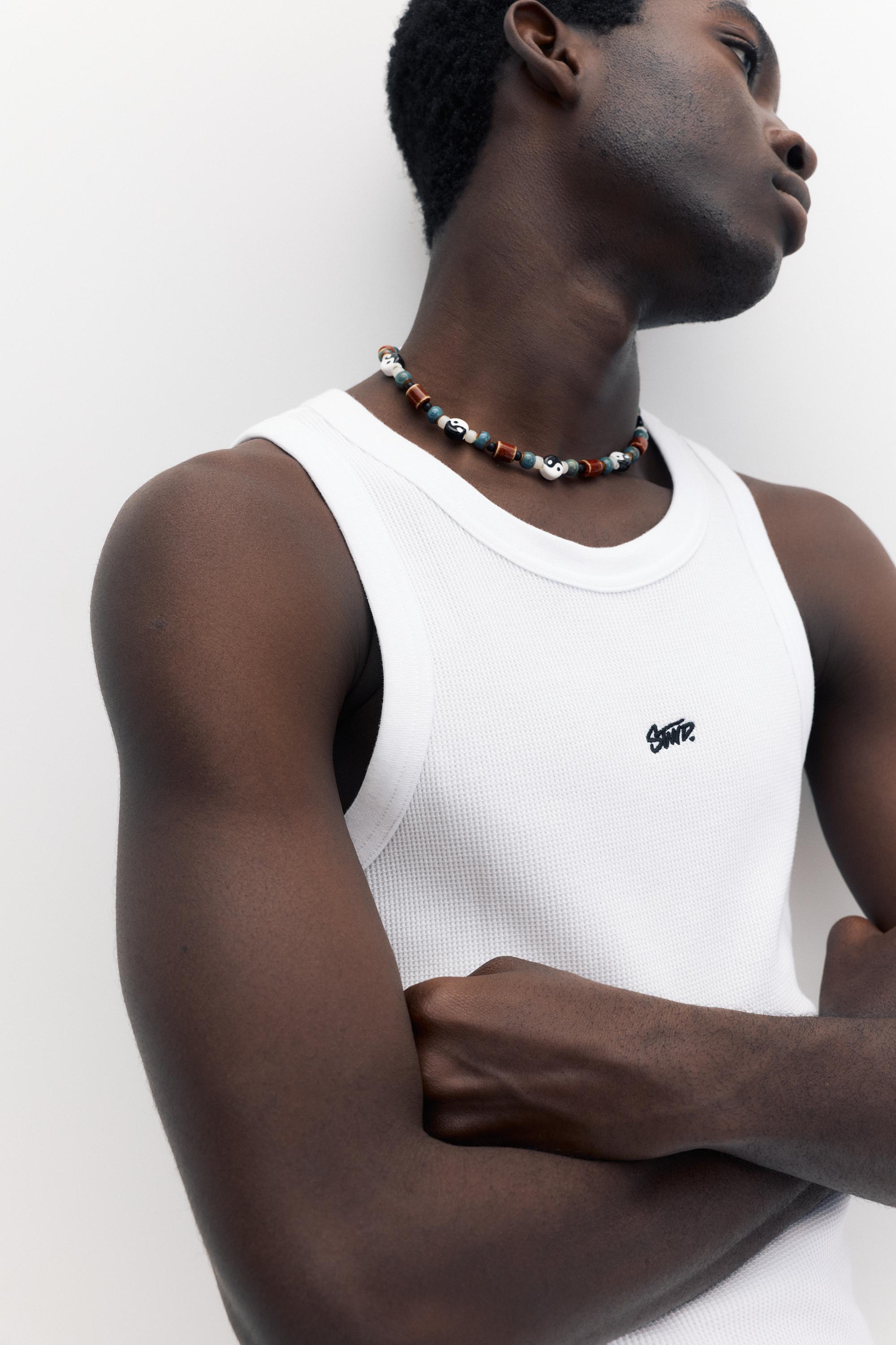 STWD waffle-knit vest — White