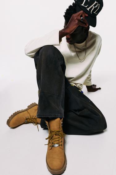 Lace-up boots with detail — Mustard 2