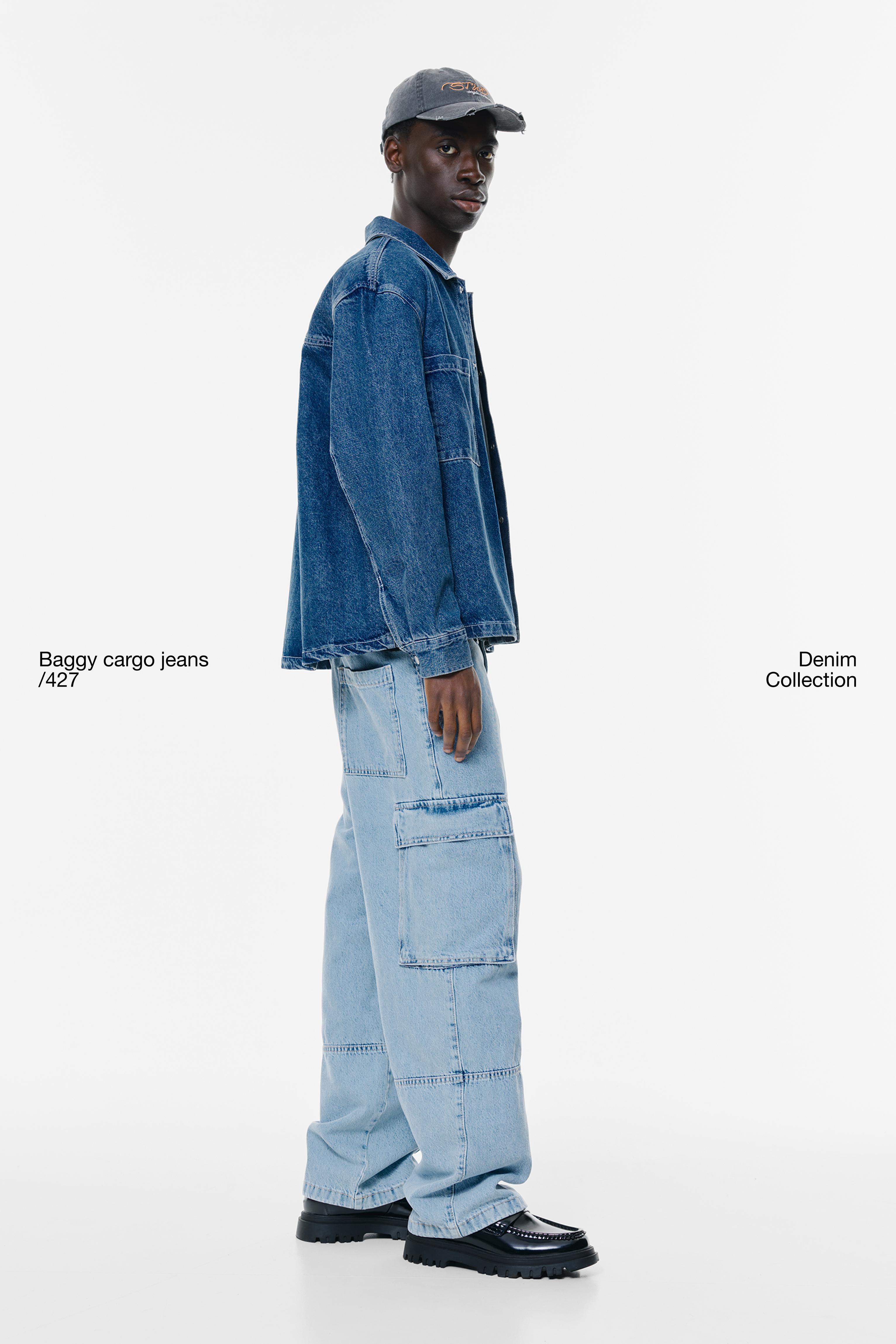 Baggy cargo jeans — Medium blue