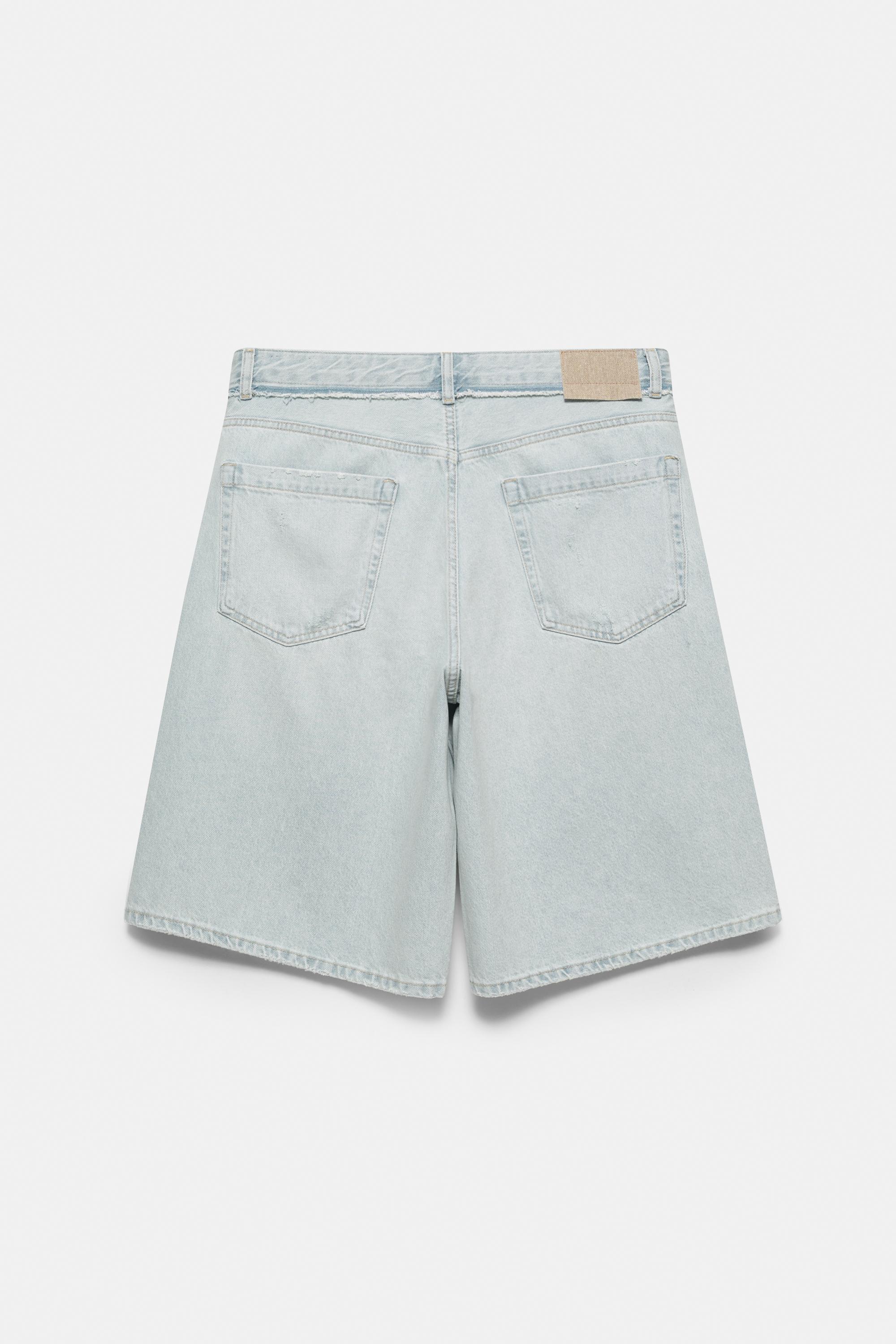 Wide-leg denim Bermuda shorts — Pale indigo
