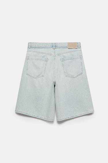 Wide-leg denim Bermuda shorts — Pale indigo 4