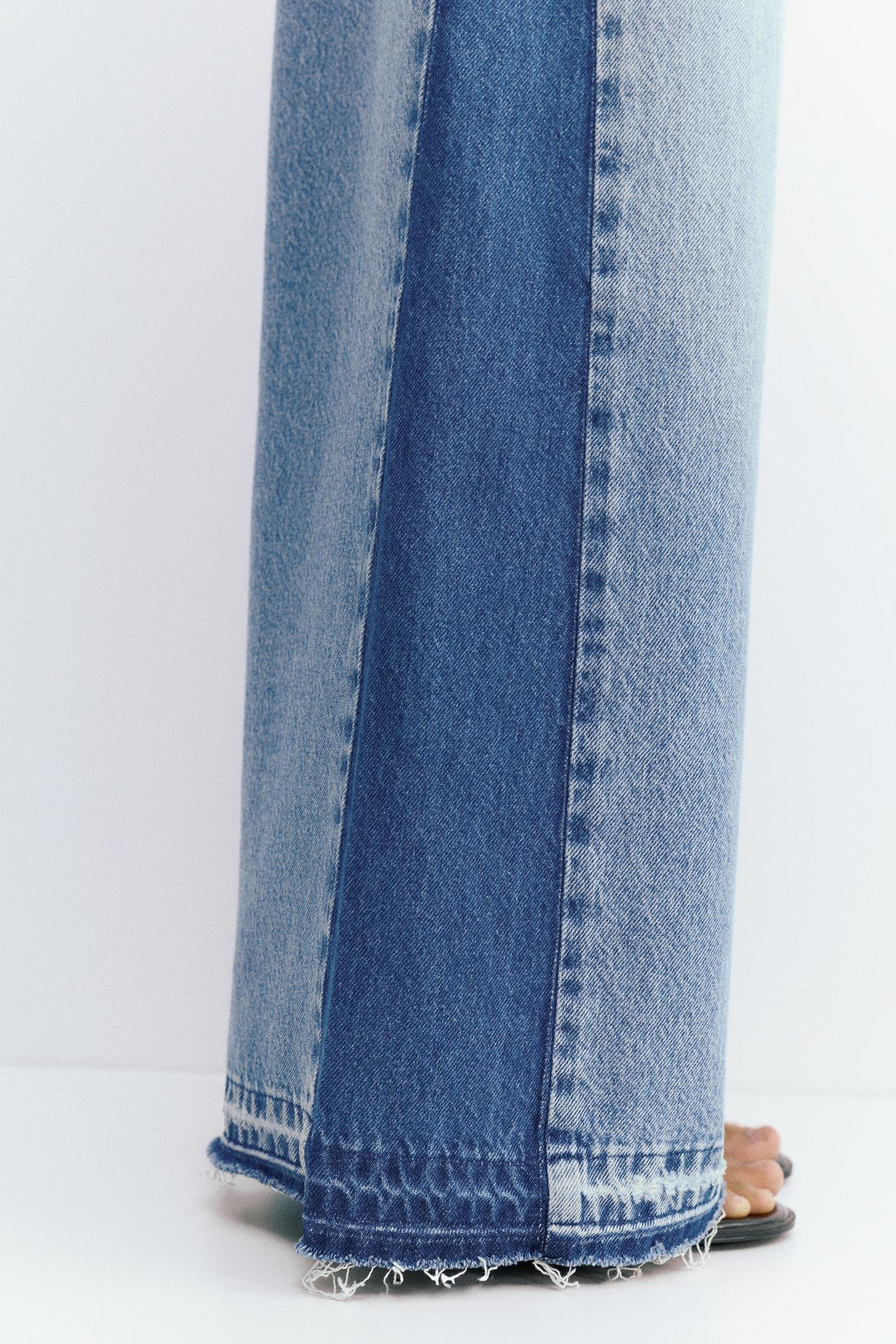 Wide-leg patchwork jeans — Medium blue