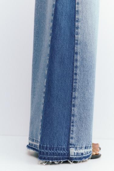 Wide-leg patchwork jeans — Medium blue 5