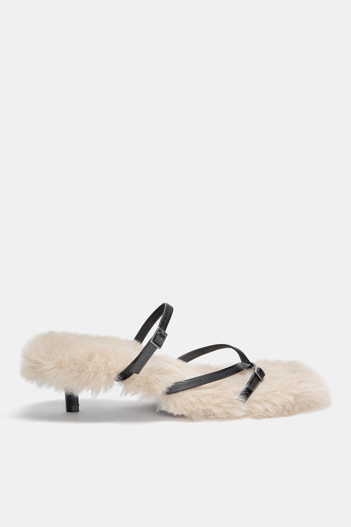 Mix Faux Fur Sandals(22-02921M) sacai（Faux fur heeled sandals 