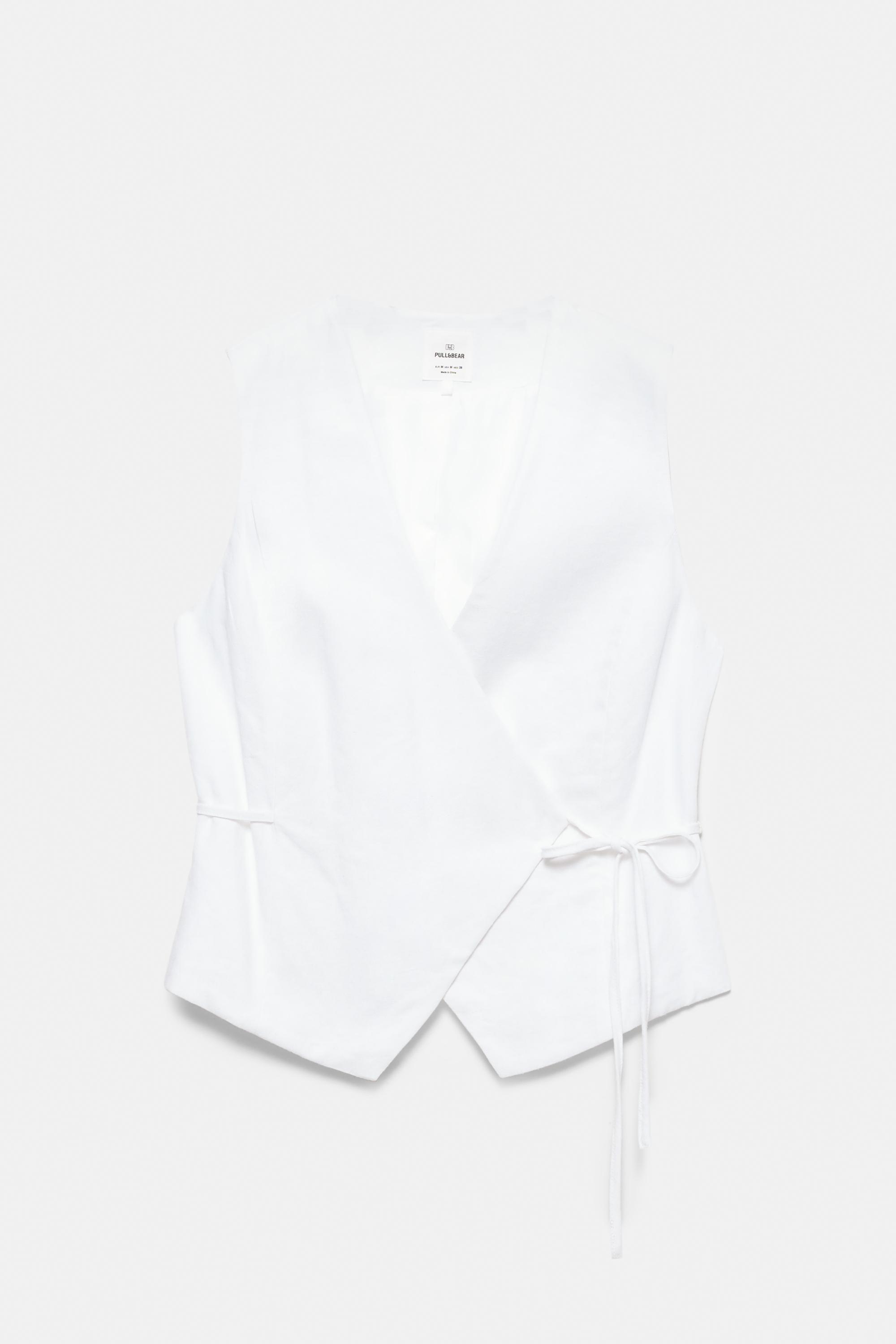 Rustic linen-blend waistcoat — White