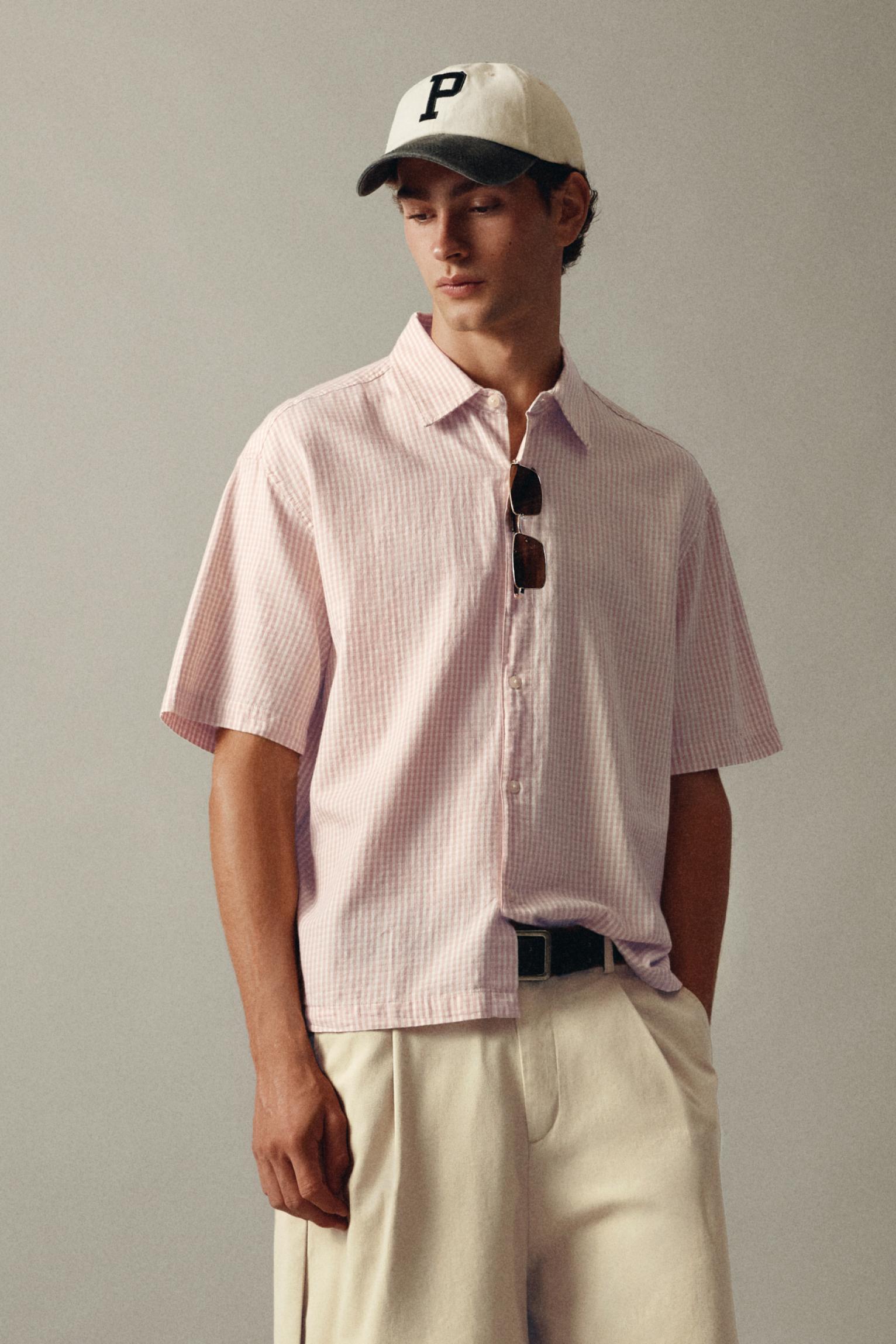 Short sleeve check shirt — Pink