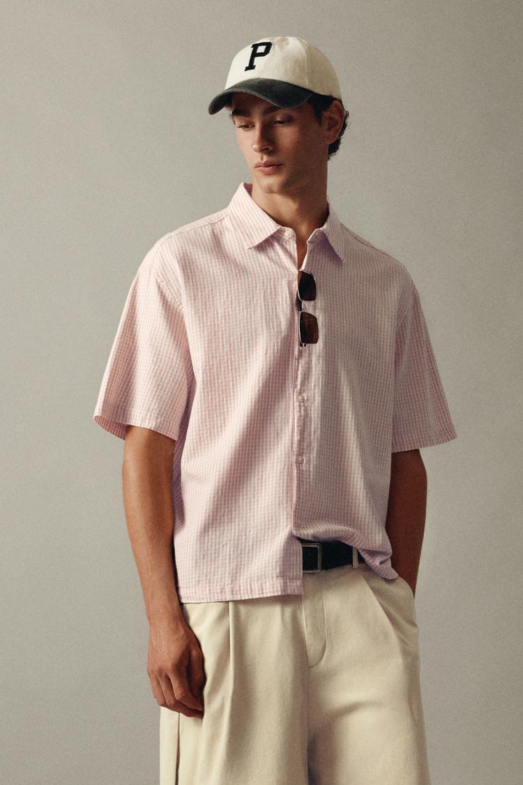 Short sleeve check shirt — Pink