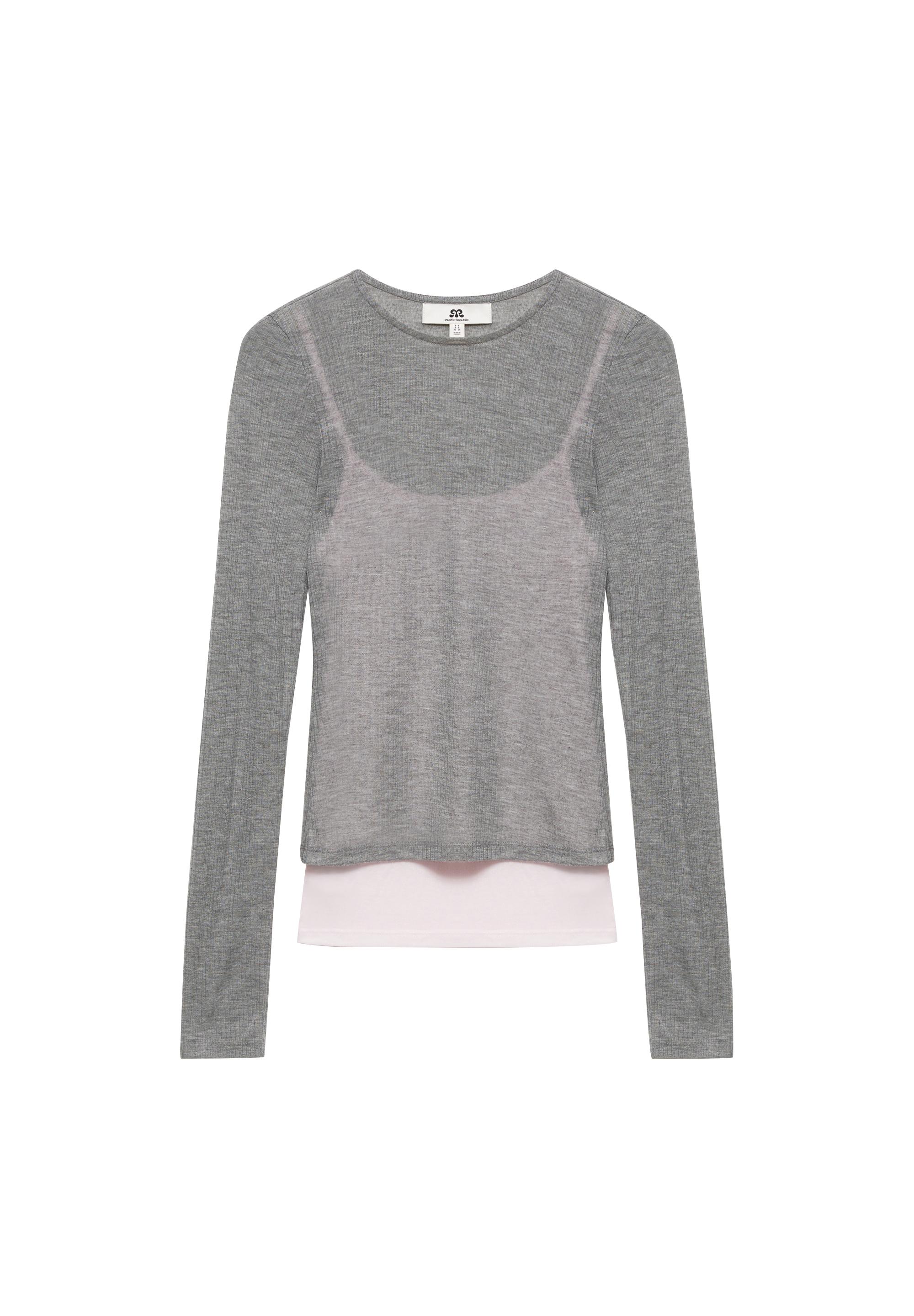 Fine triple-layer T-shirt — Grey marl