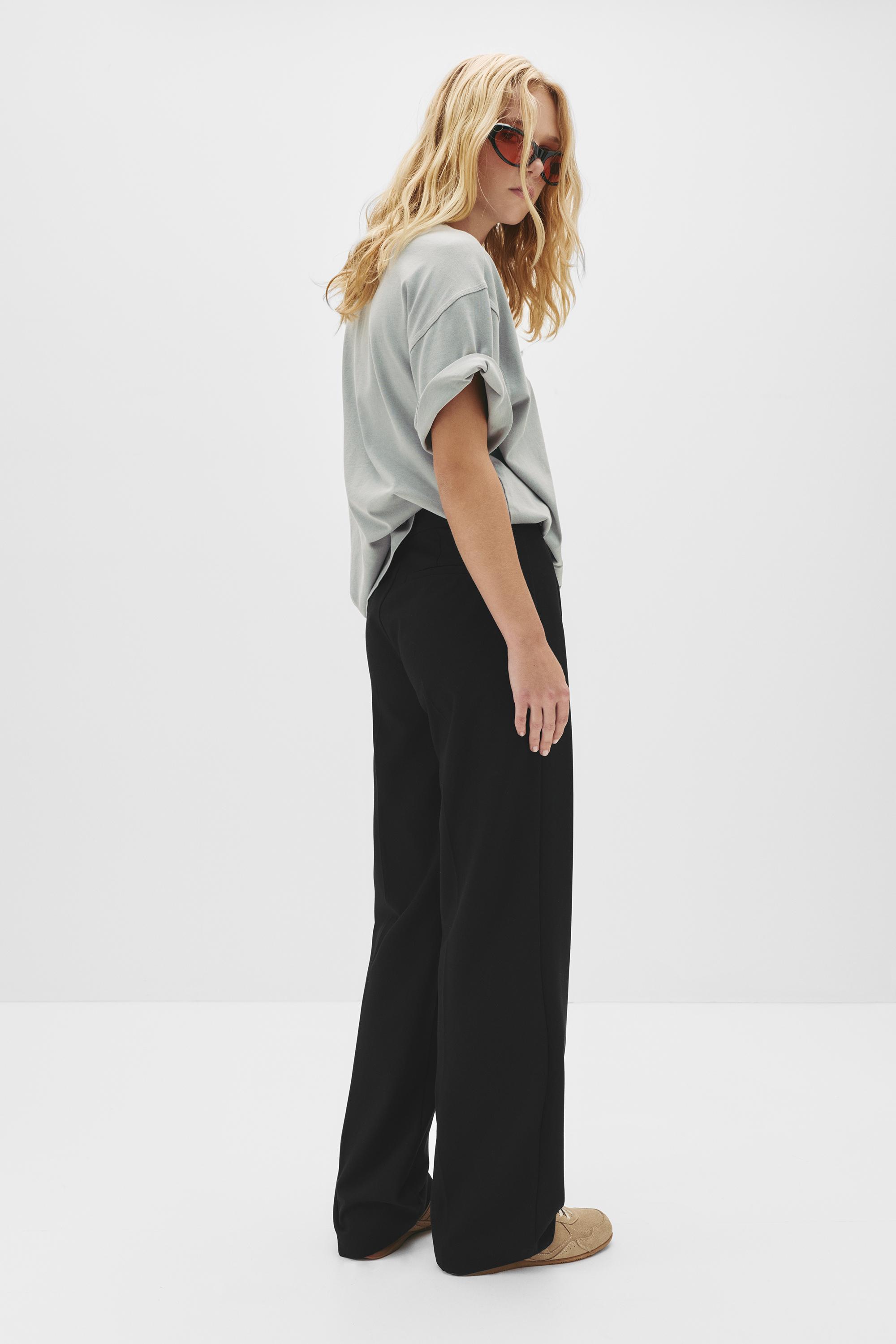 Smart high-waist straight-leg trousers — Black